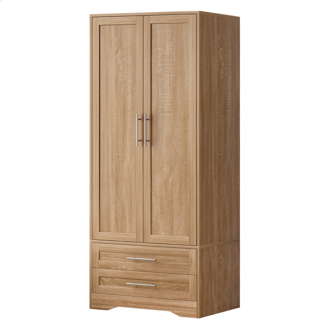 1 Alfordson Wardrobe Clothes Storage Cabinet Organizer Drawer Hanging Rod - Wood, 1 of 10