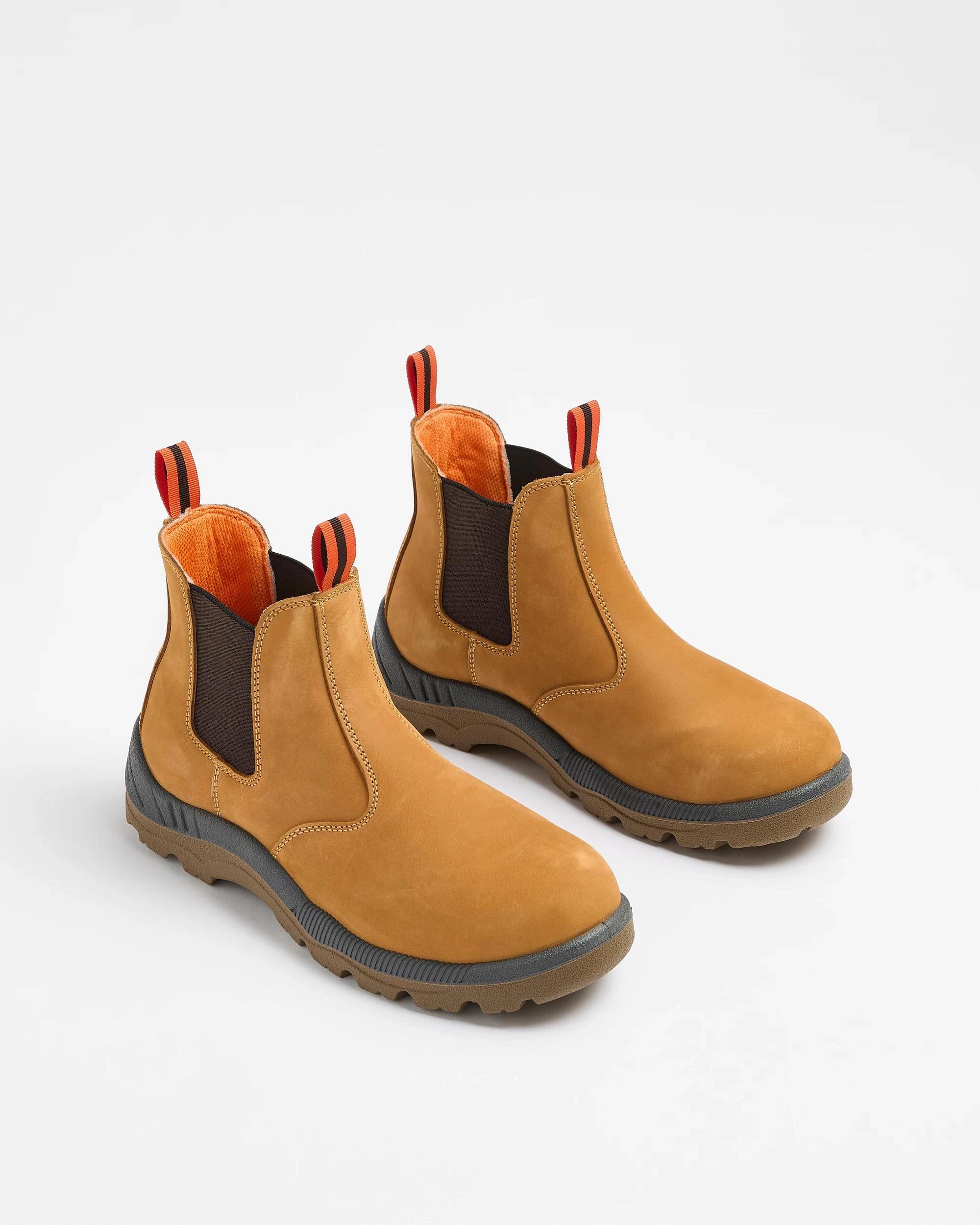 3 Mens Graphite Genuine Leather Slip On Work Safety Boot YELLOW, 3 of 3