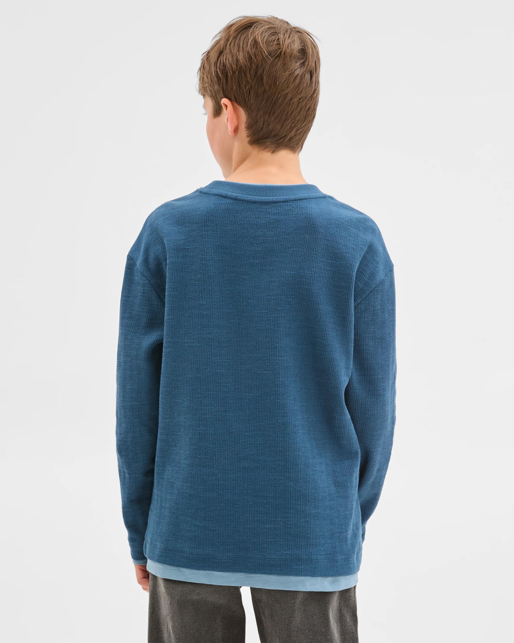4 Target Kids Australian Cotton Long Sleeve Textured Waffle T-Shirt BLUE, 4 of 8