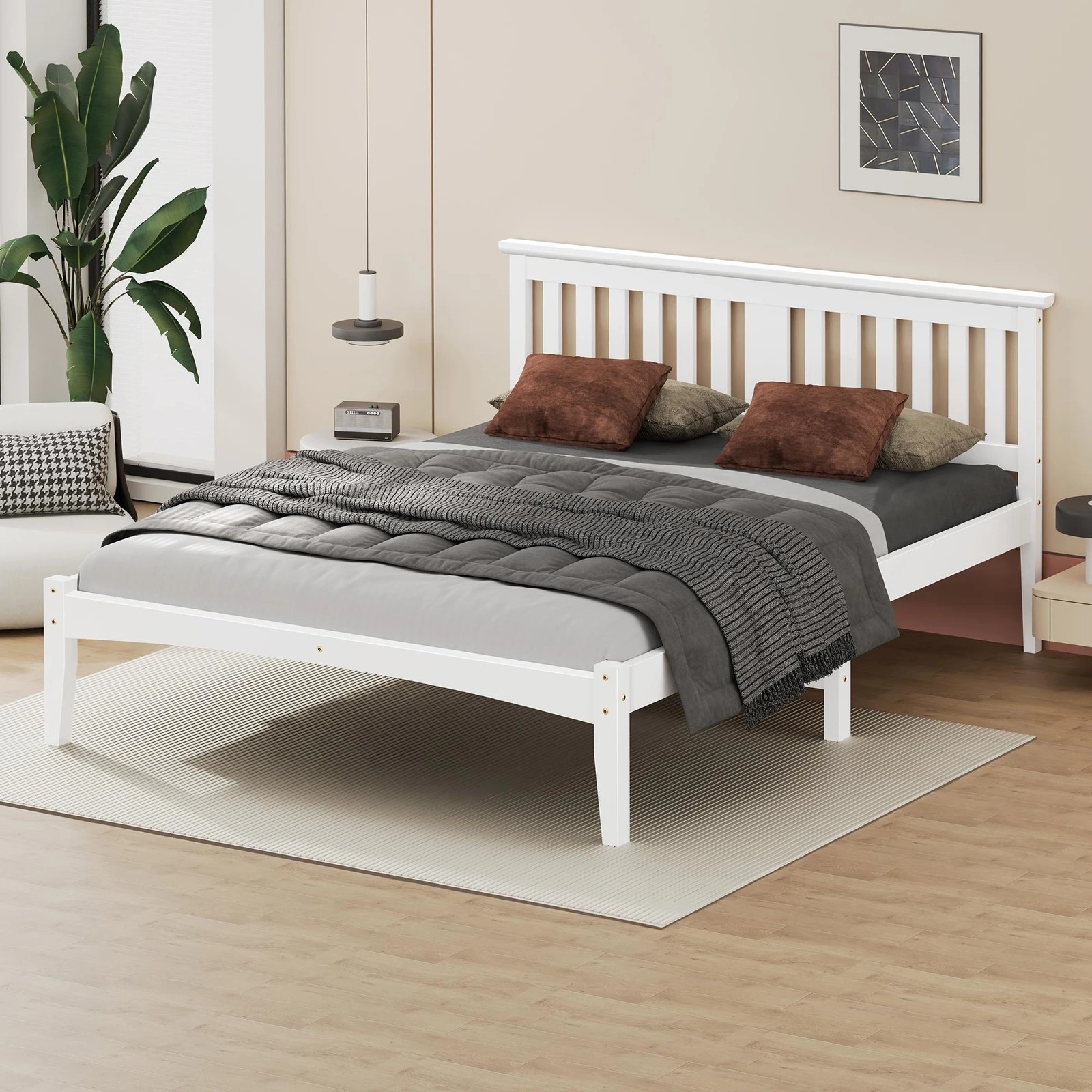 8 Alfordson Bed Frame Wooden Timber King Size Mattress Base Platform Elgin - White, 8 of 10