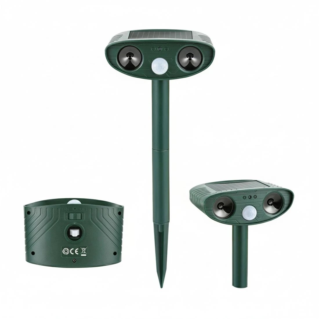 2 Gardeon 2PCS Solar Snake Repeller LED Ultrasonic Battery Powered - Green, 2 of 4