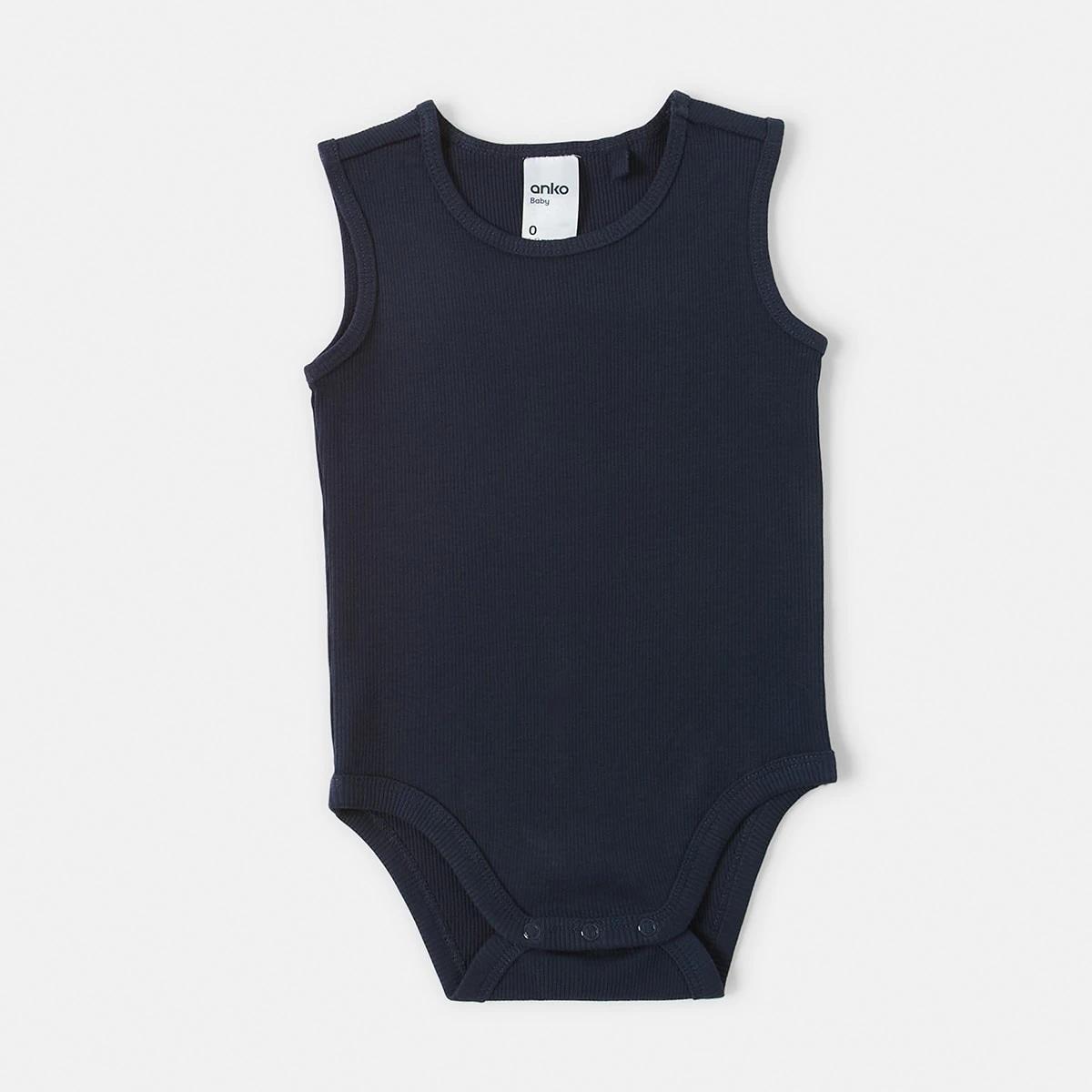 3 3 Pack Sleeveless Rib Bodysuits Green Blue, 3 of 8