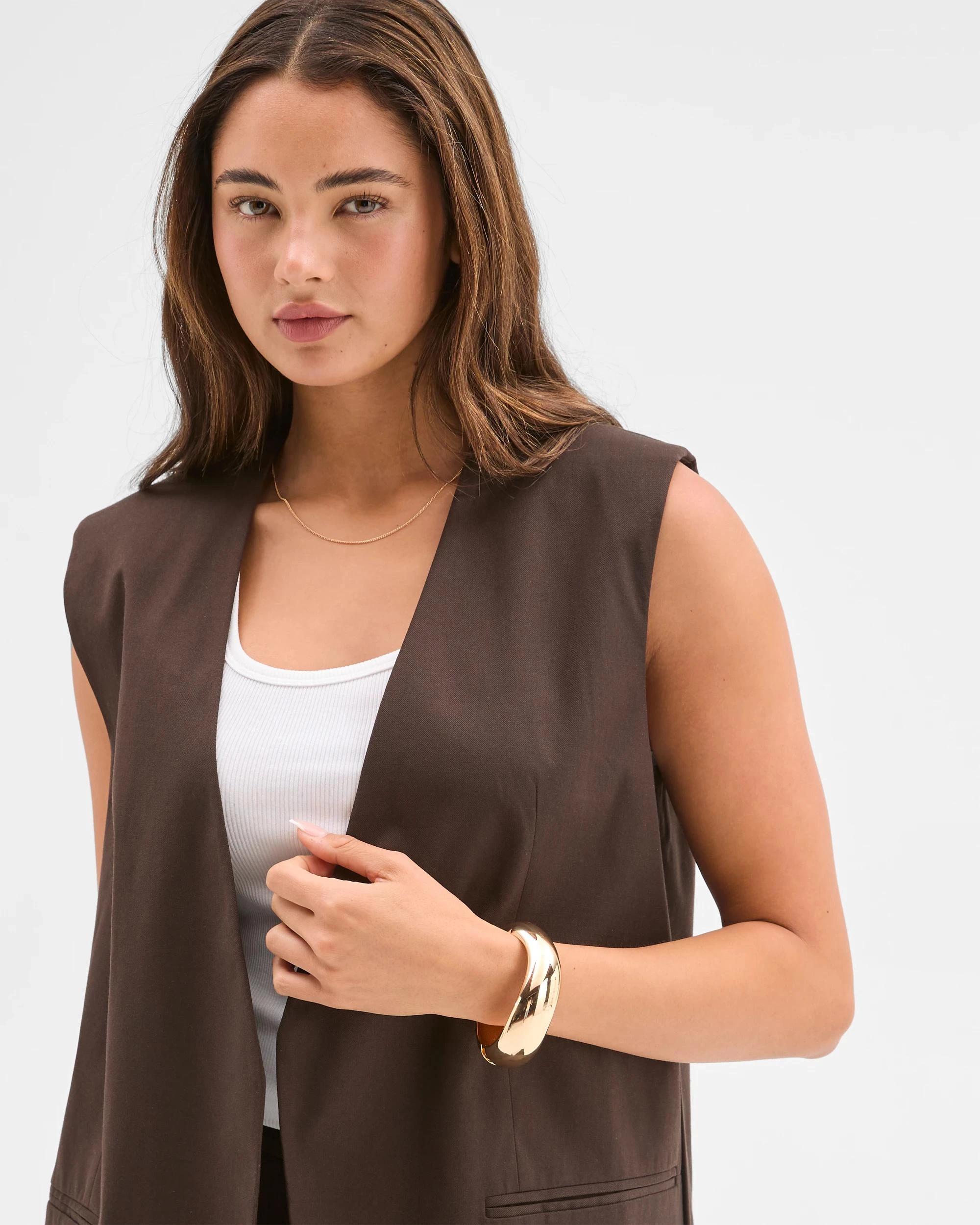 3 Lily Loves Oversized Vest CHOCOLATE BROWN, 3 of 7