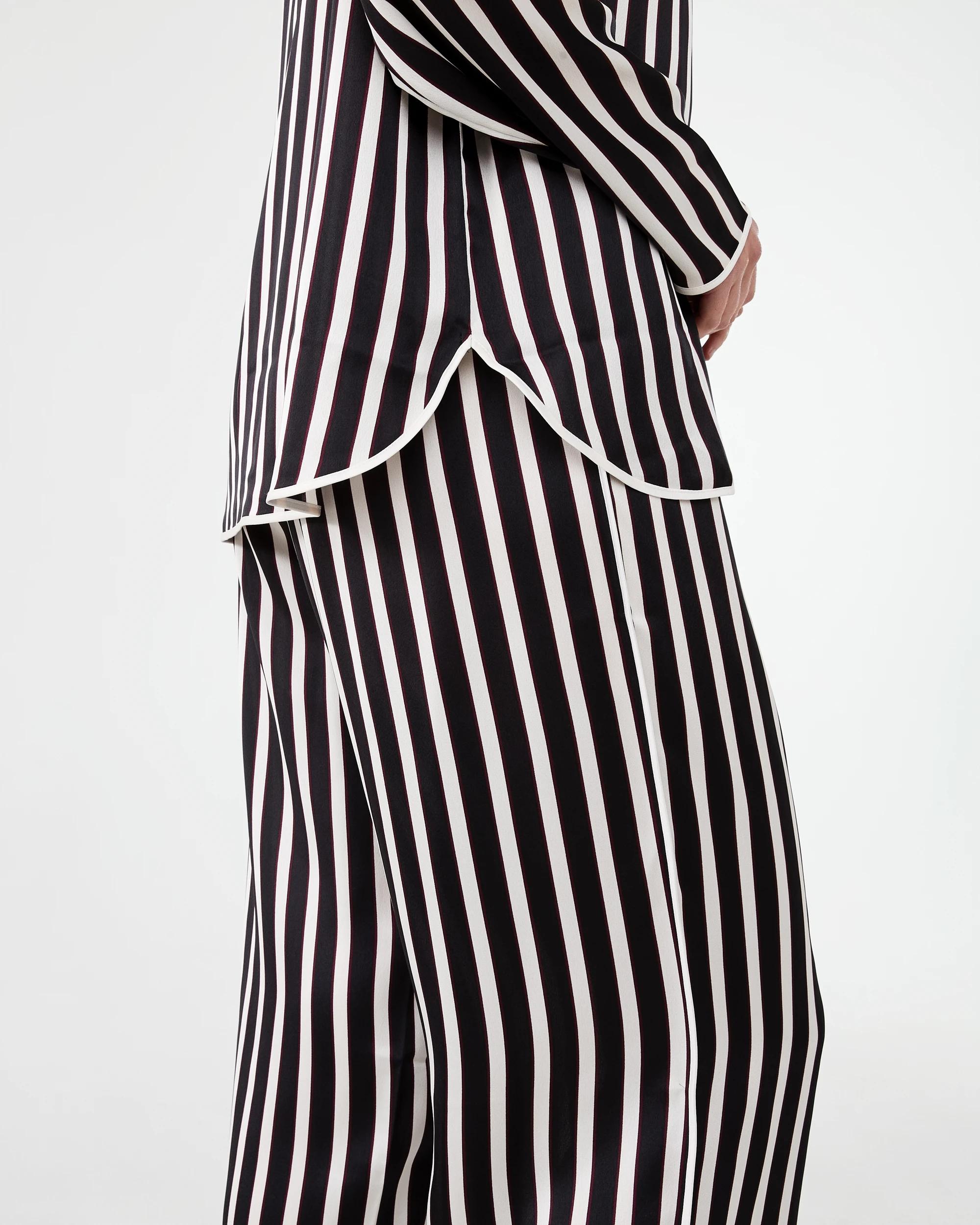 7 Matte Satin Long Sleeve Top and Pants Pyjama Set Mono Strp, 7 of 7