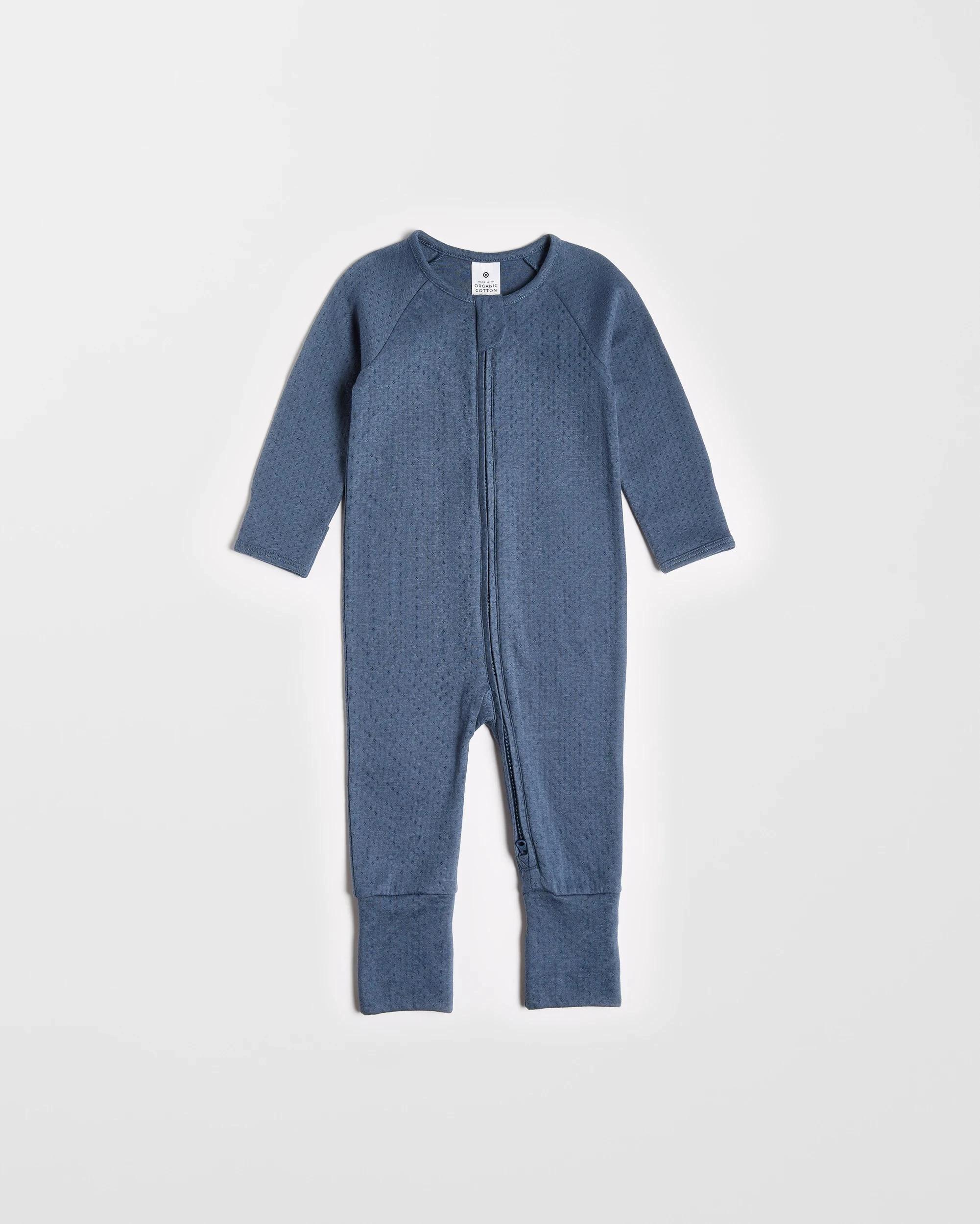 1 Target Organic Cotton Baby Pointelle Zip Coverall NAVY BLUE, 1 of 3