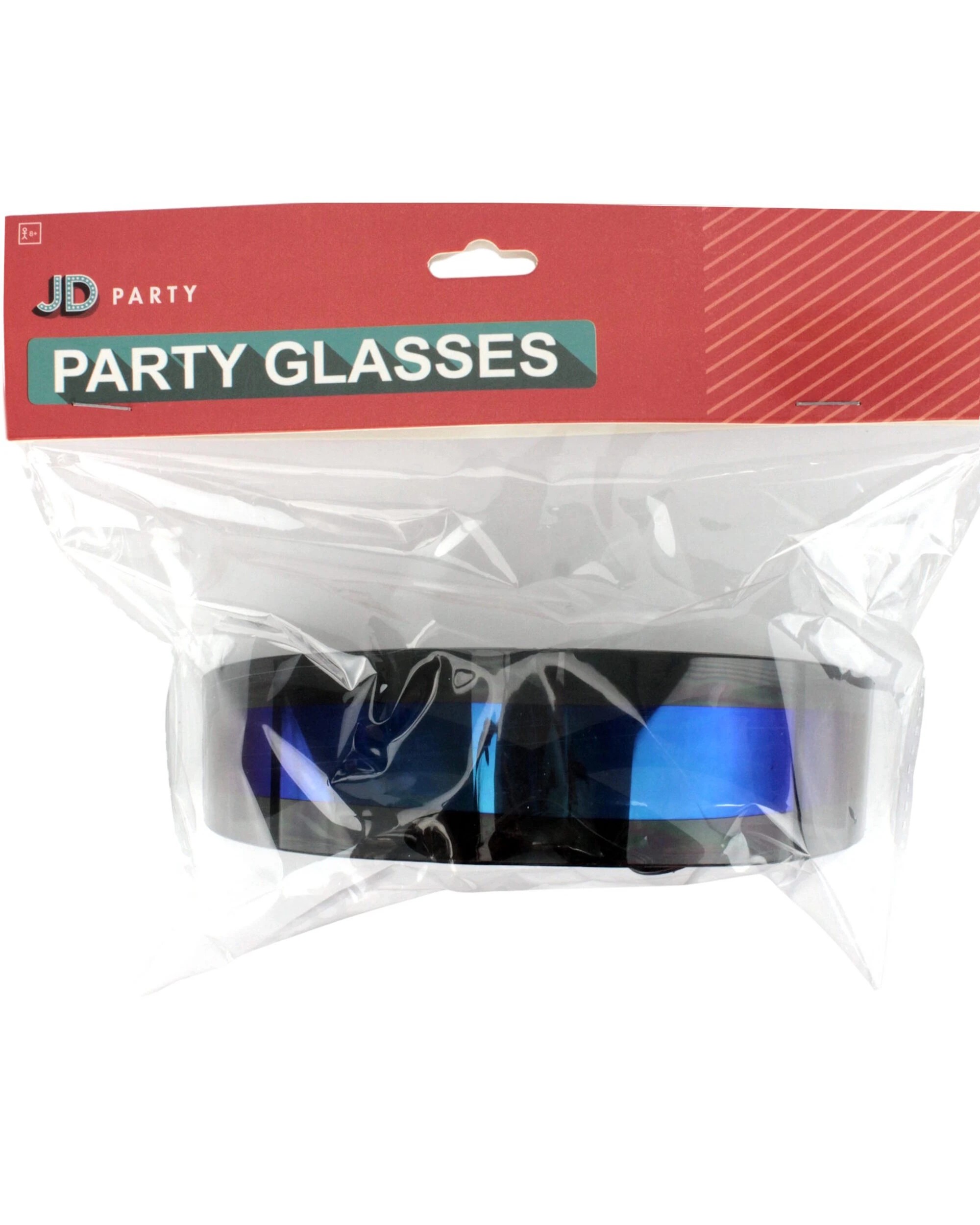 3 JD Party Futuristic Blue Mirror Wrap Glasses - One Size - Black, 3 of 4