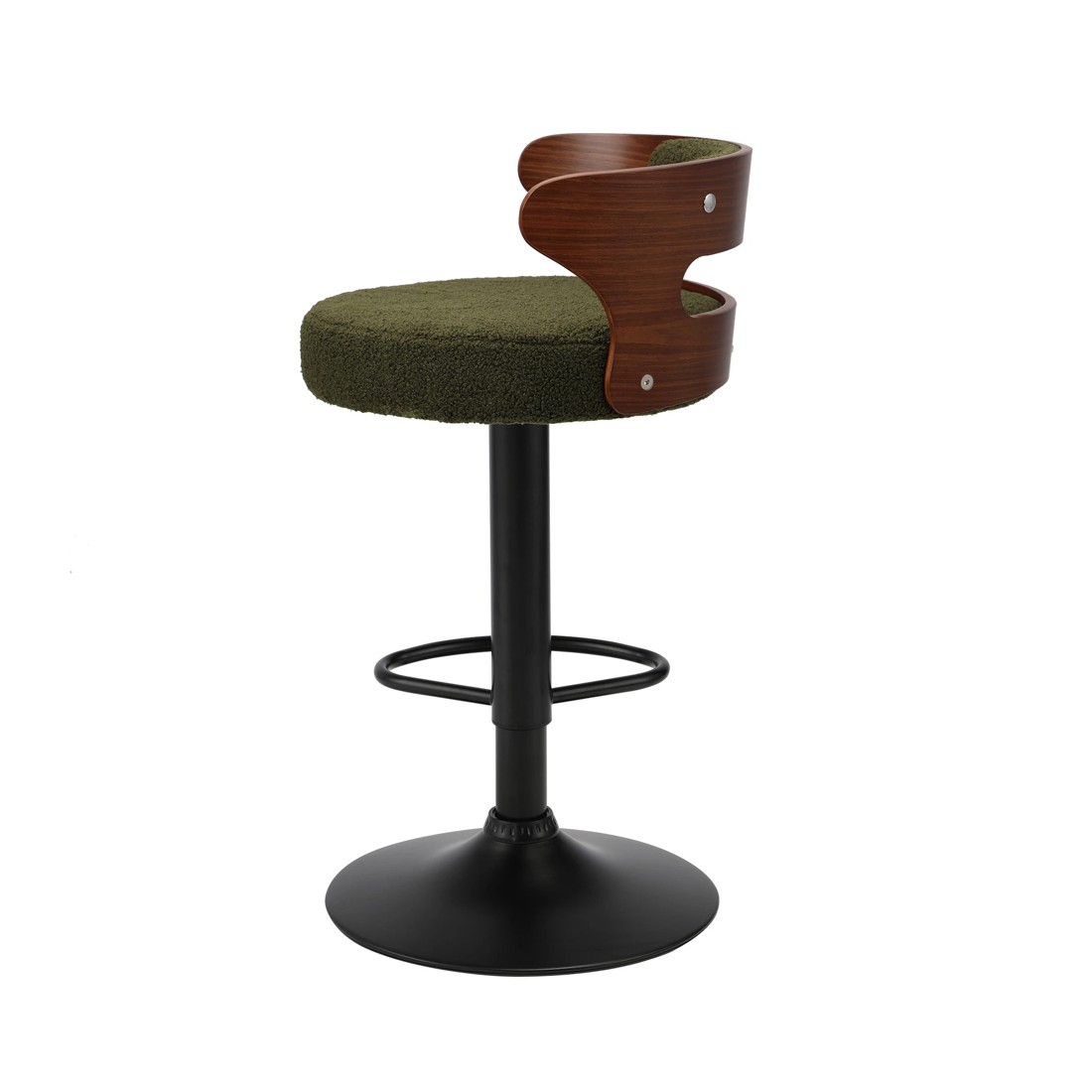 4 Oikiture 4x Bar Stools Kitchen Gas Lift Swivel Chairs Stool Wooden Boucle
 - Green, 4 of 5