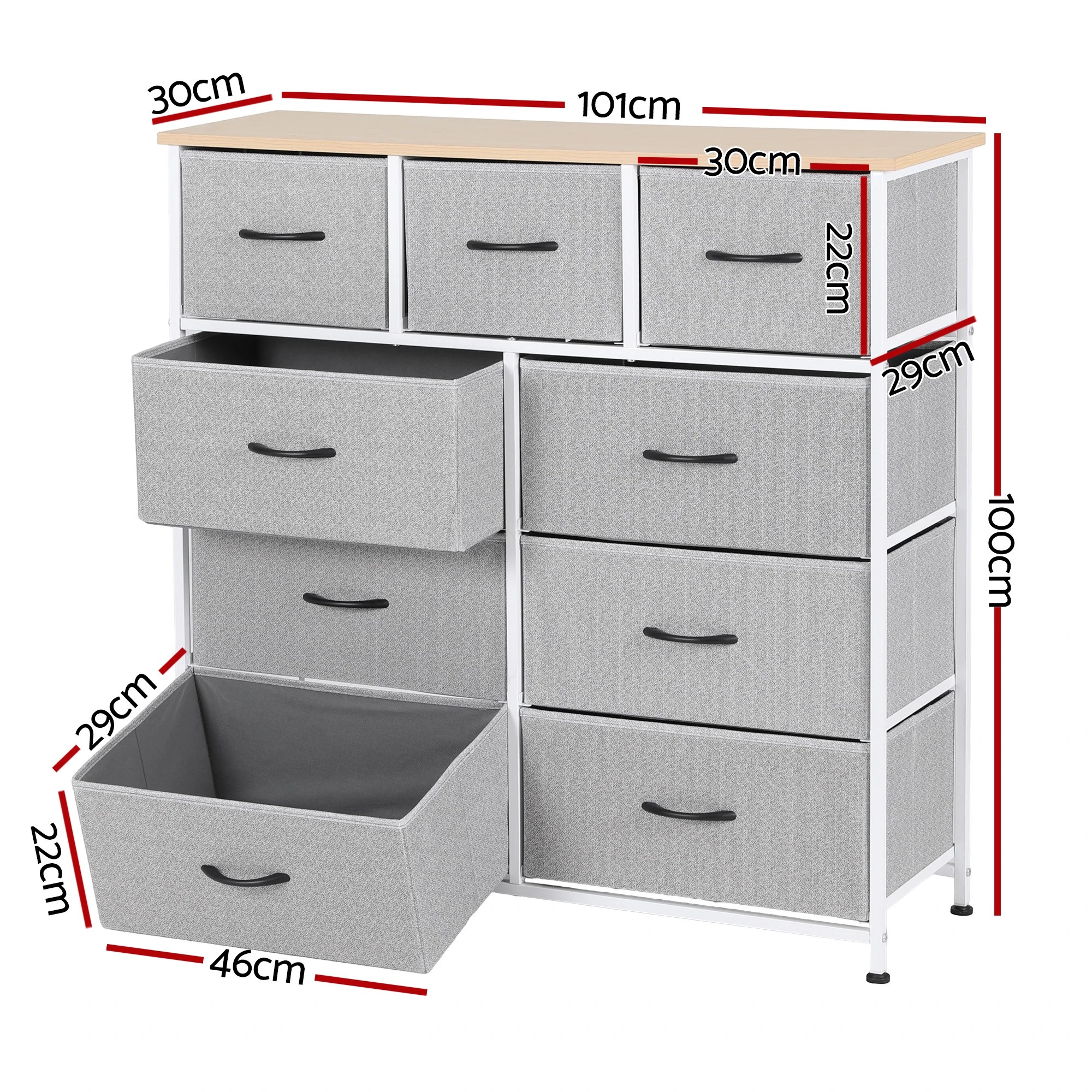 3 Artiss Chest of 9 Drawers Storage Dresser Tallboy - Multi, 3 of 5