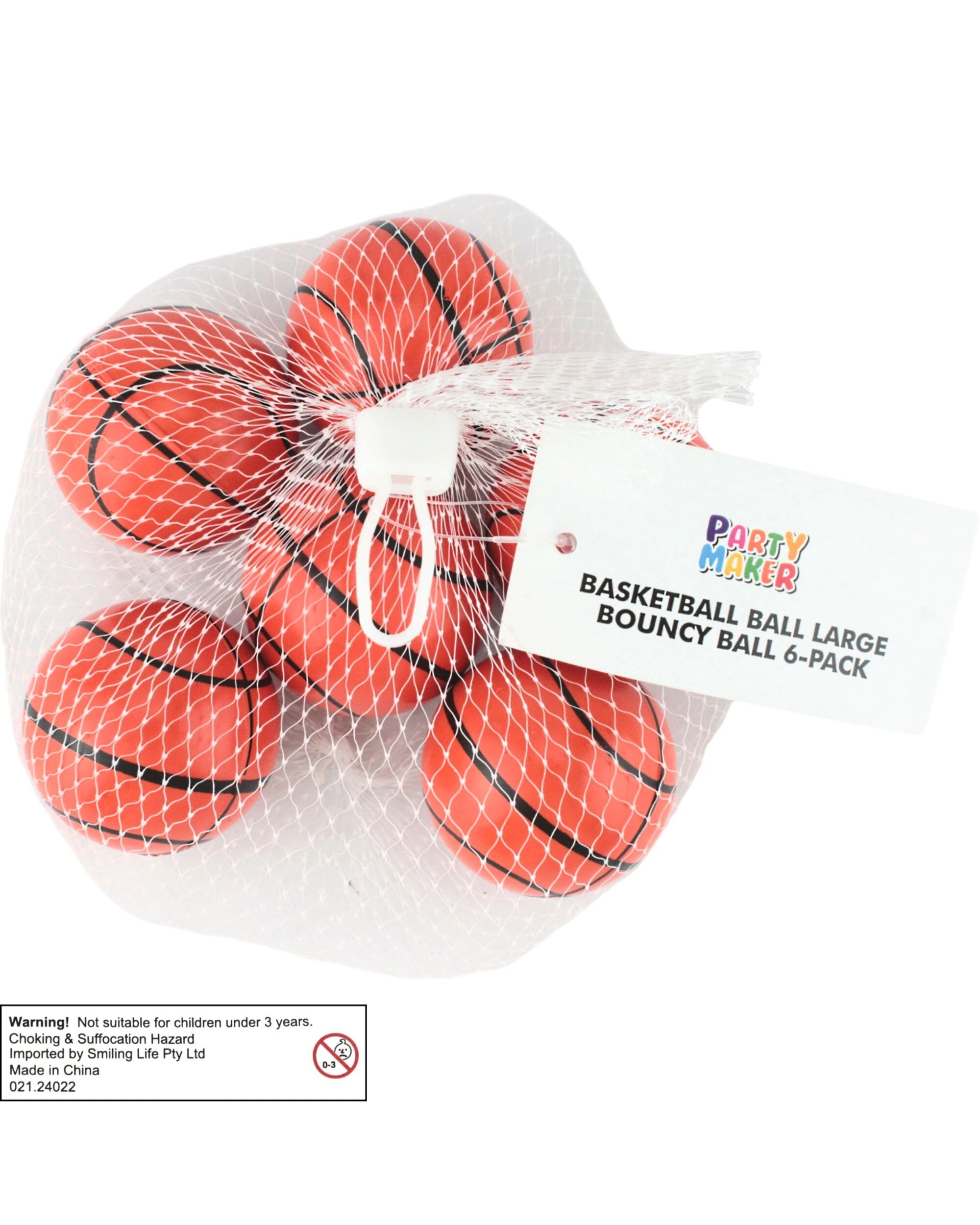 3 Partyrama Basketball High Bounce Balls 4.5cm Pack of 6, 3 of 3