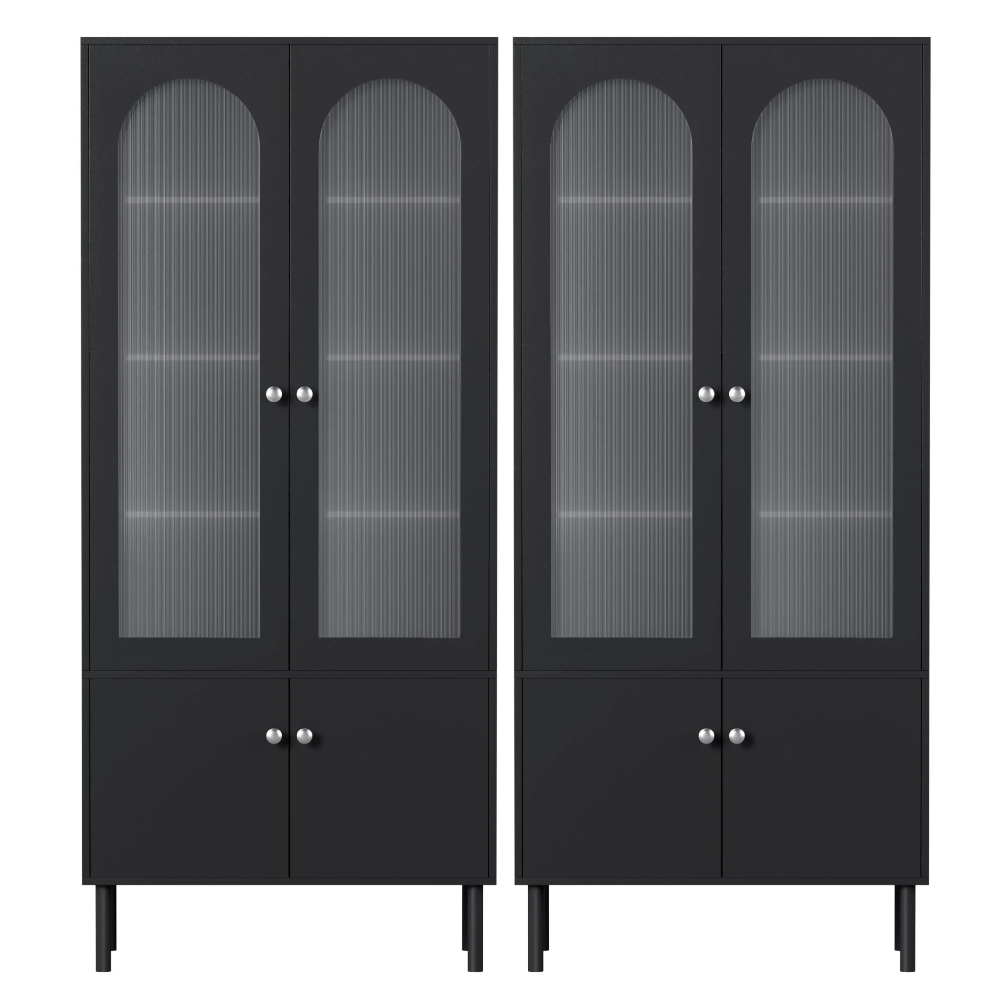 4 Artiss 2x Buffet Unit Cabinet Sideboard Pantry 180cm - Black, 4 of 8