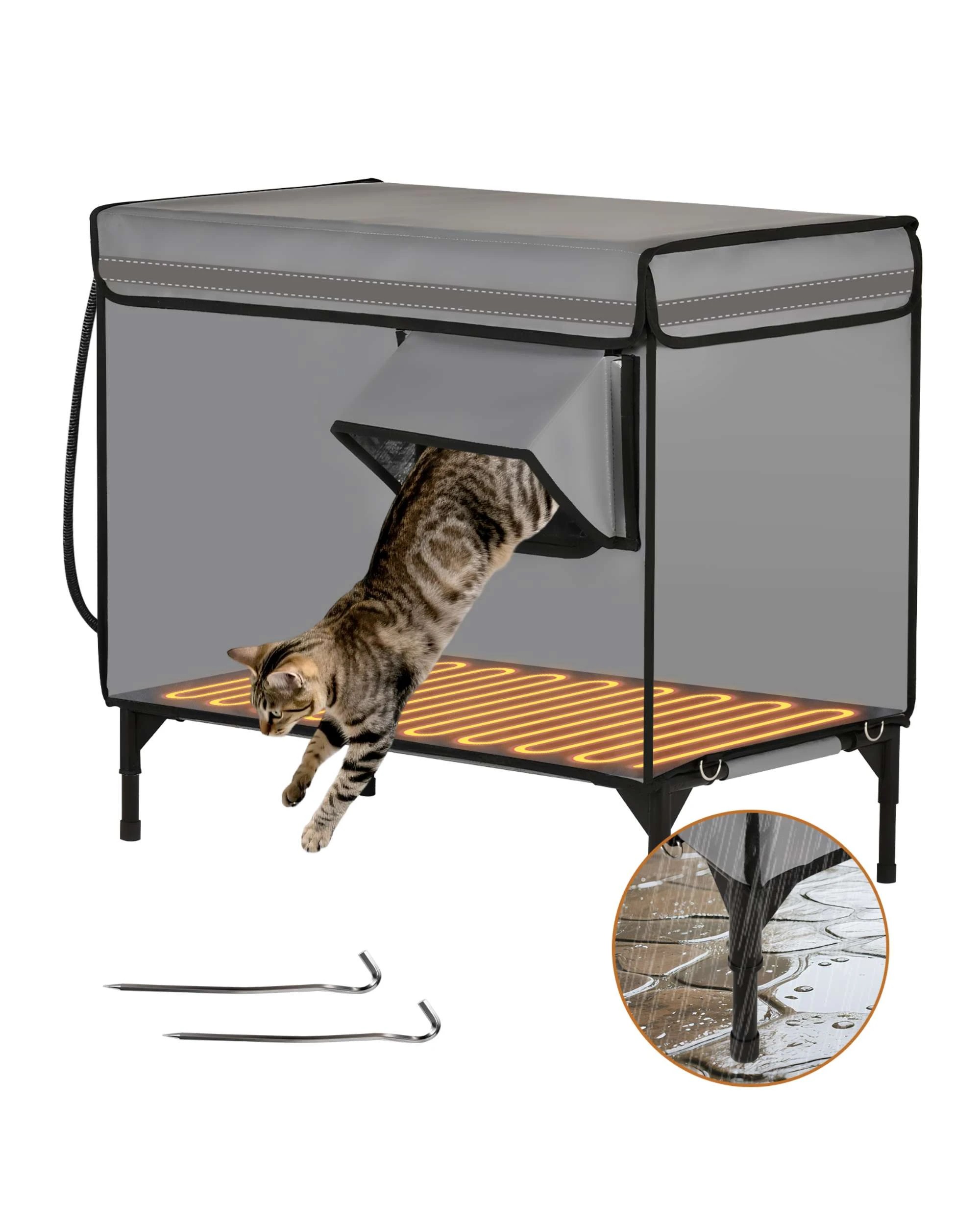 2 Advwin Cat House Pet House with Pet Heating Pad, 2 of 8