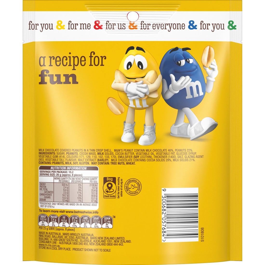 2 M&M's Peanut Milk Chocolate Snack & Share Bag 380g, 2 of 5