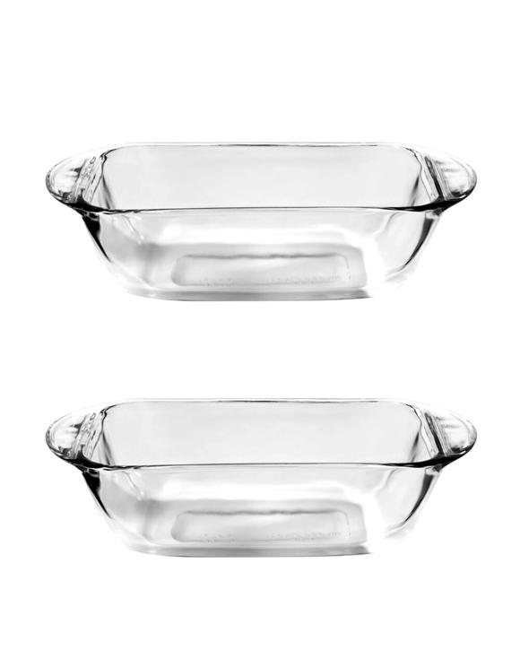 Anchor Hocking 2x Fire King 23cm/1.5L Glass Bread/Loaf Dish Baking - Clear