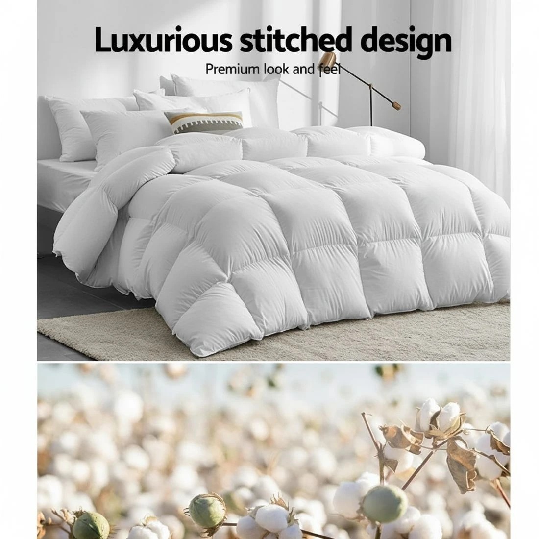 7 Giselle Bedding 500GSM Duck Down Feather Quilt Super King - Super King Bed - White, 7 of 8