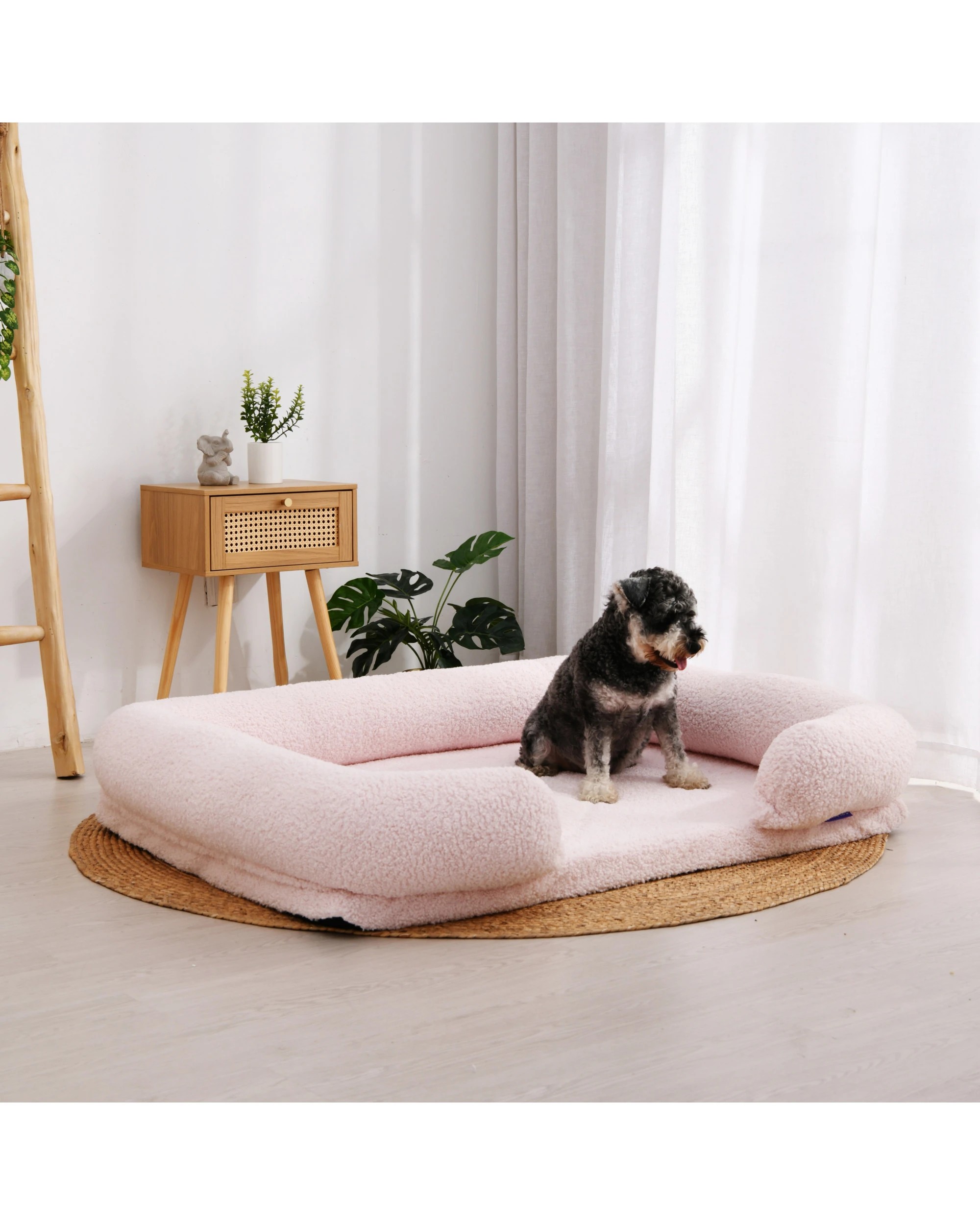 2 Charlie's Teddy Fleece Orthopedic Memory Foam Sofa Dog Bed with Bolster Large - Pink, 2 of 6