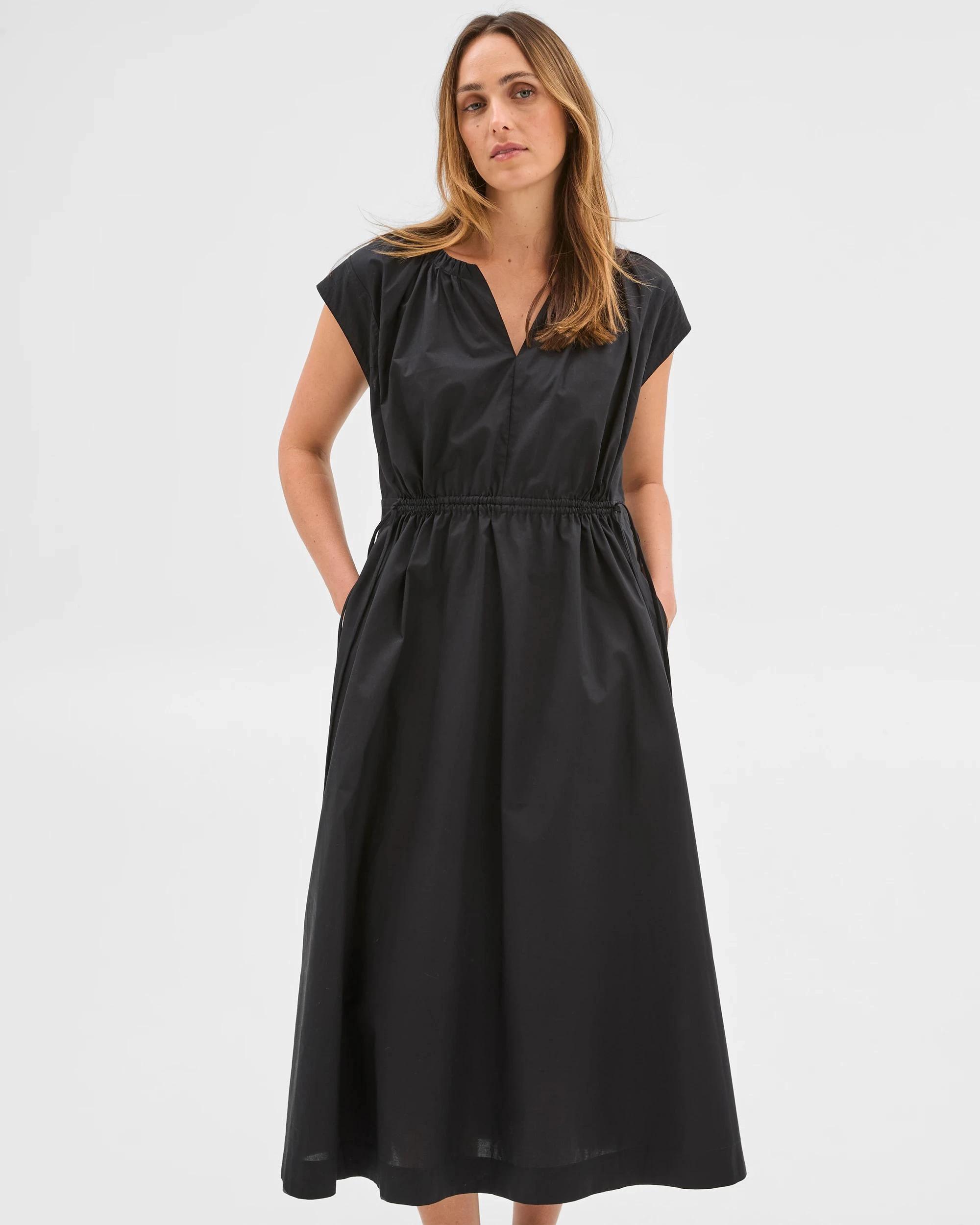 5 Target Australian Cotton Tie Waist Midi Dress BLACK, 5 of 5