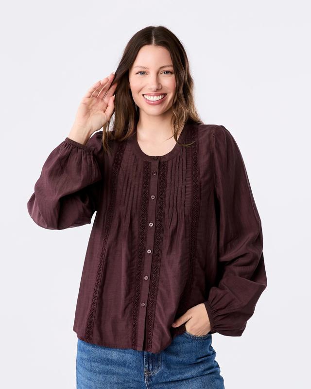 Long Sleeve Lace Trim Boho