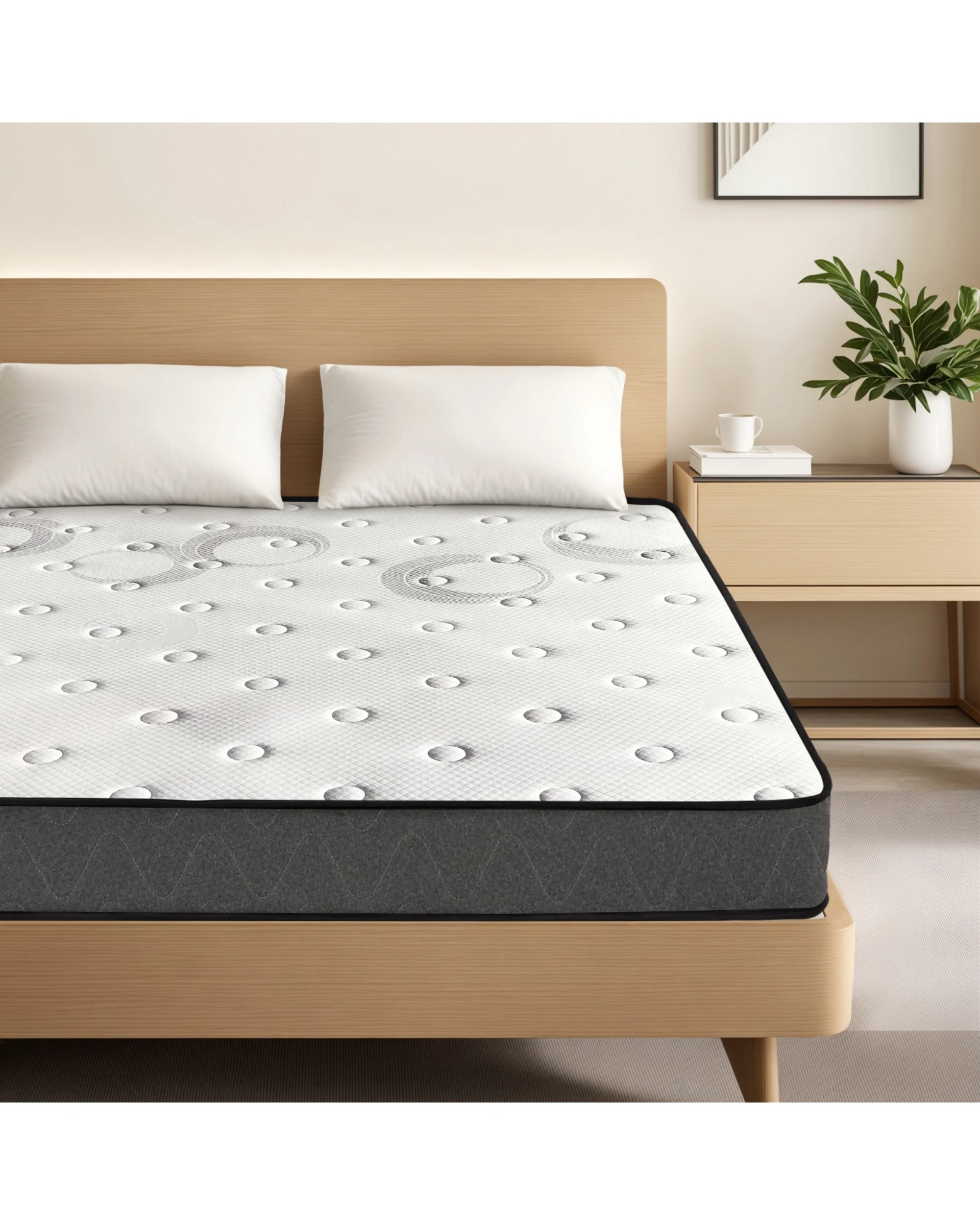 2 Advwin Mattress Double Medium Firm Bed Top 18cm - White, 2 of 4
