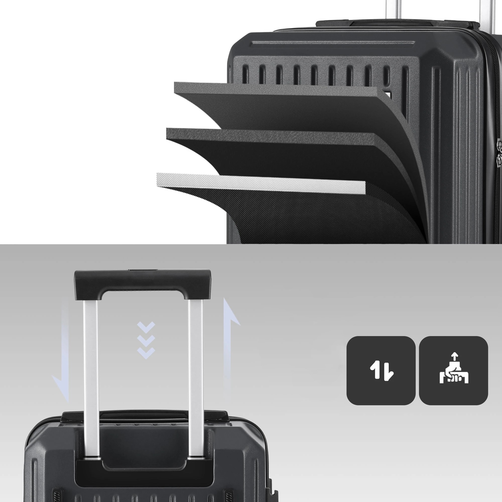 8 Wanderlite Trunk Luggage Suitcase Travel Carry On TSA Lock - Black, 8 of 9