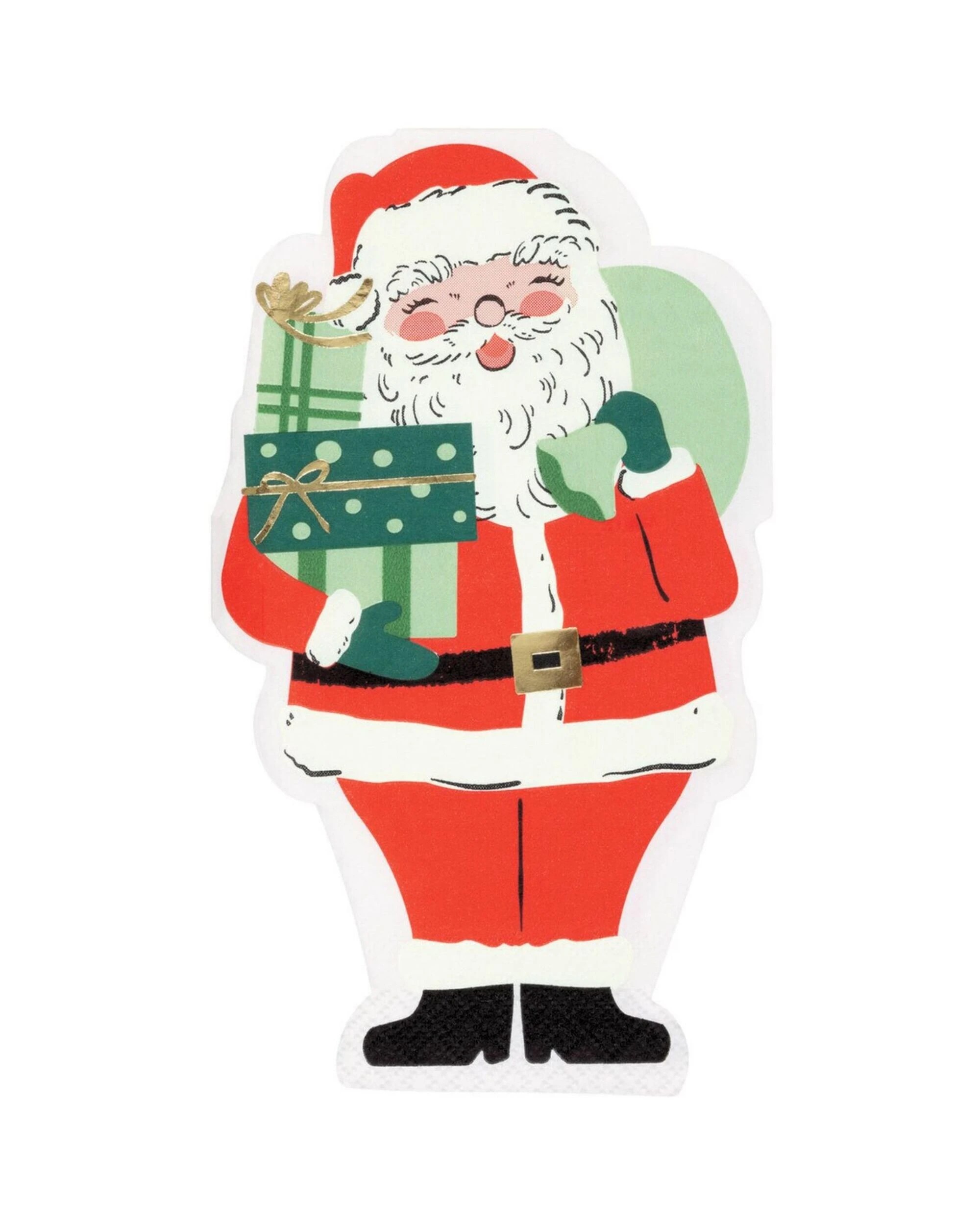 1 Meteor Vintage Santa Shaped Paper Napkins Serviettes Pack of 16 - Multi, 1 of 2