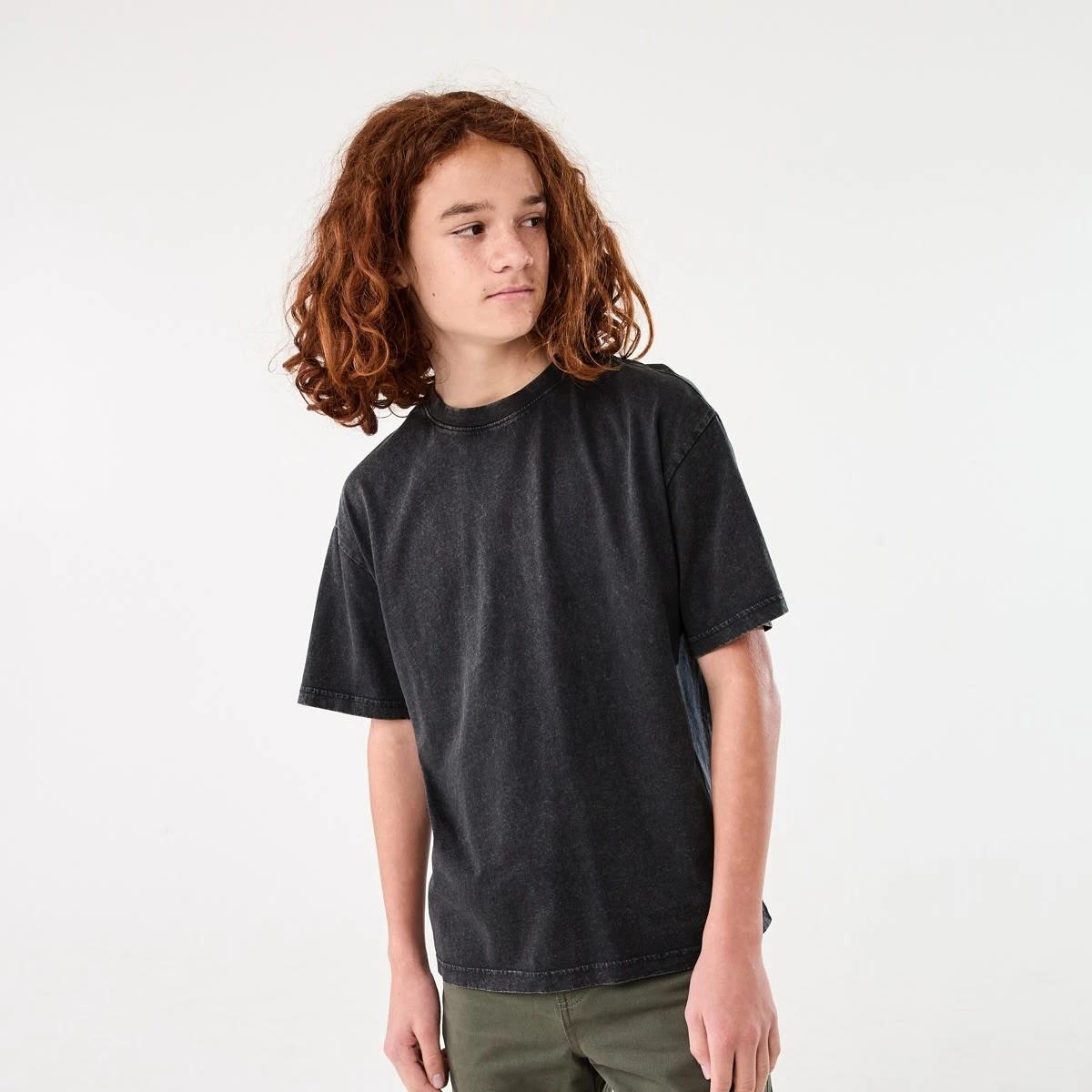 1 Short Sleeve Oversized Acid Wash T-shirt BLACK, 1 of 6