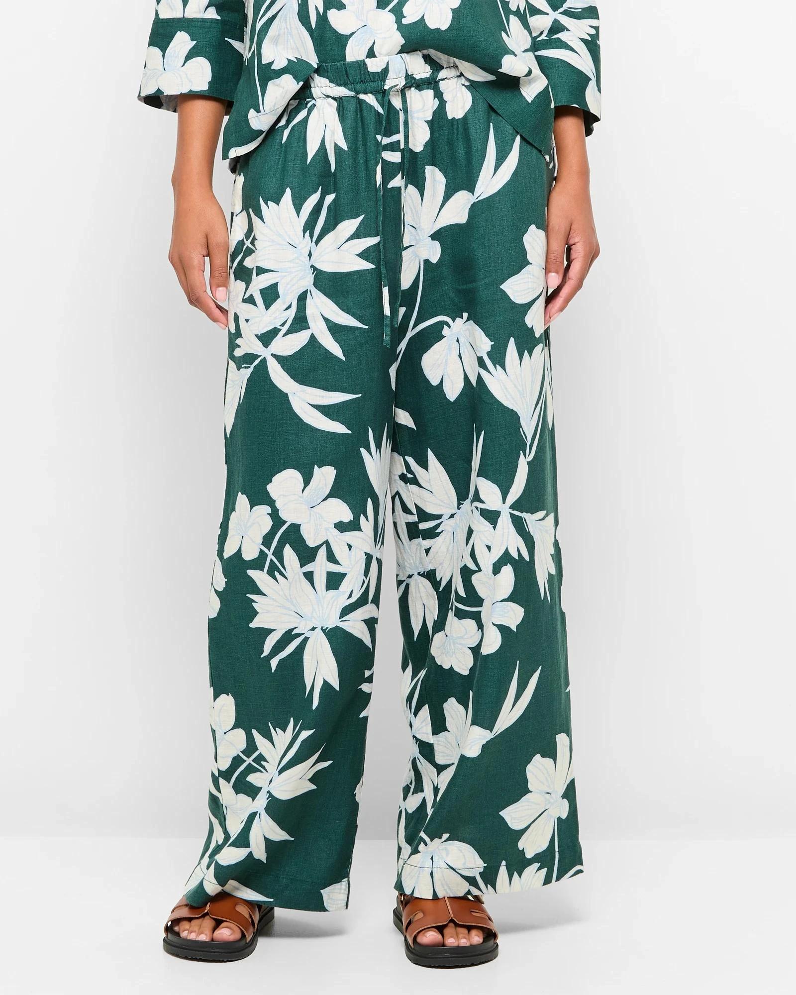 2 Target European Linen Wide Leg Pants STENCIL FLORAL, 2 of 5