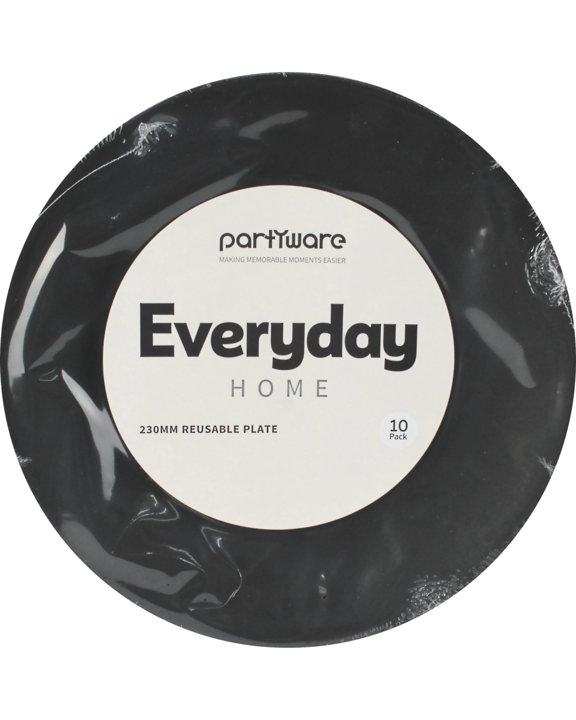2 Partyware Everyday Home Deluxe Reusable Large Plates Pack of 10 - Black, 2 of 3