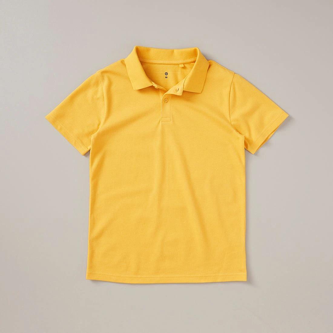 10 Target Youth Short Sleeve School Polo — Cotton-rich, Stain-release, Button-down Collar, Size 5-6, White GOLD, 10 of 10