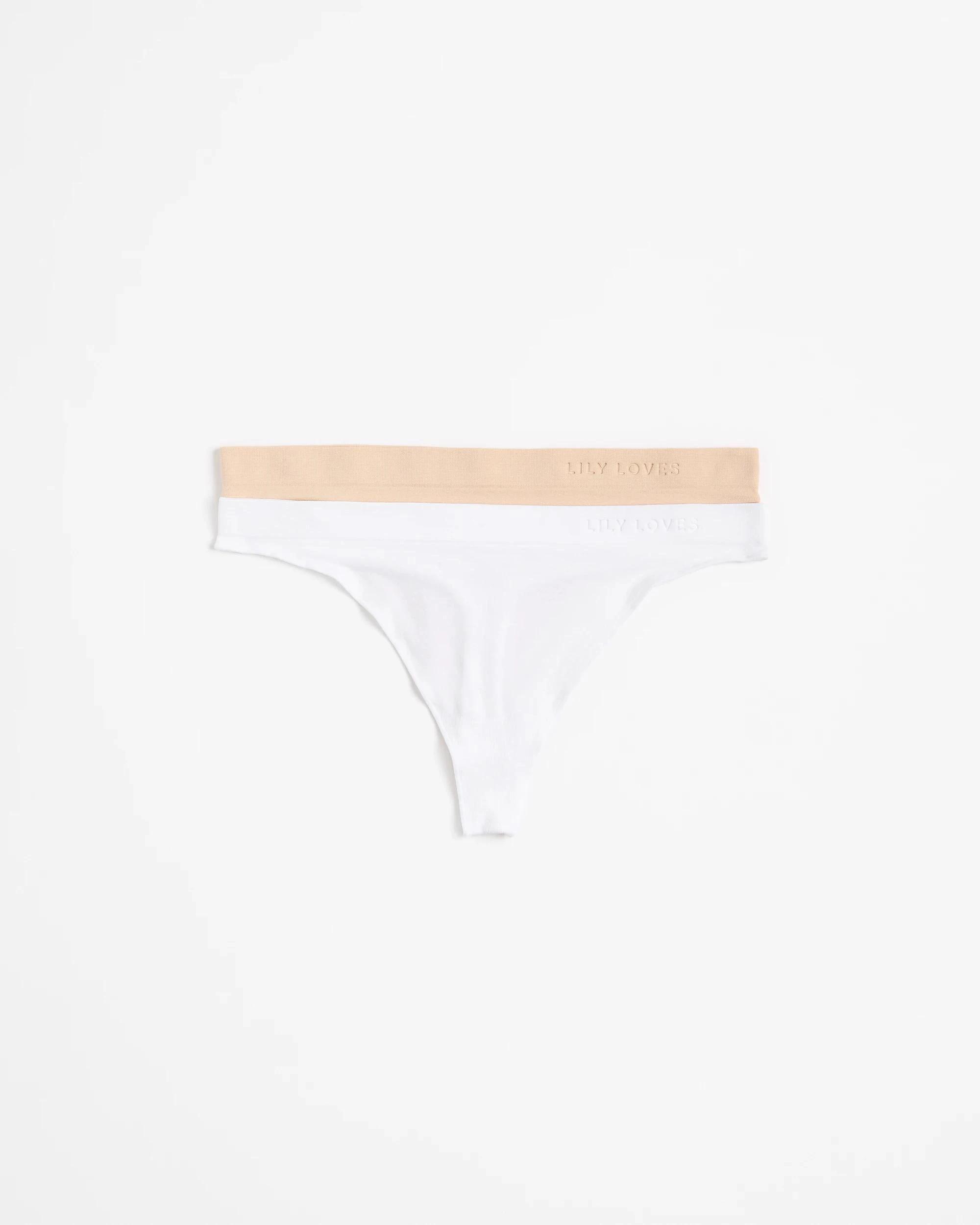 1 2 Pack Seamfree Embossed G-String Briefs 2 Pack - Lily Loves BARE BEAUTY NEUTRAL/WHITE, 1 of 4