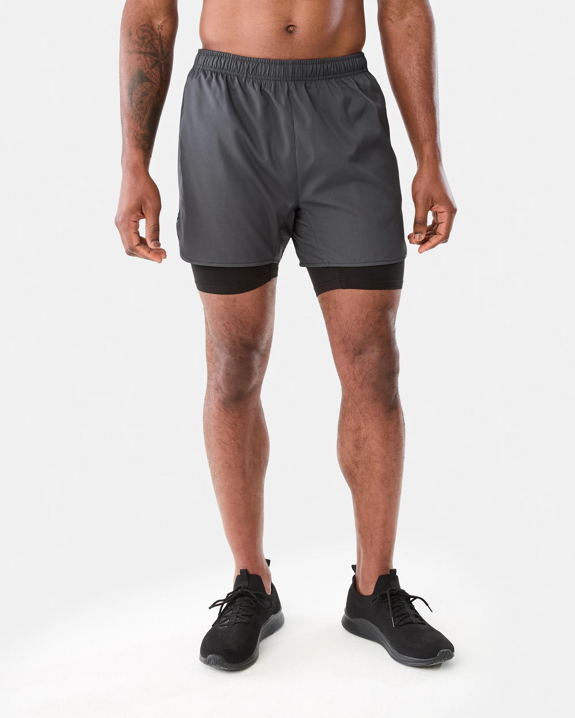 8 Active Mens Dual Layer Shorts Gry Drkish, 8 of 8