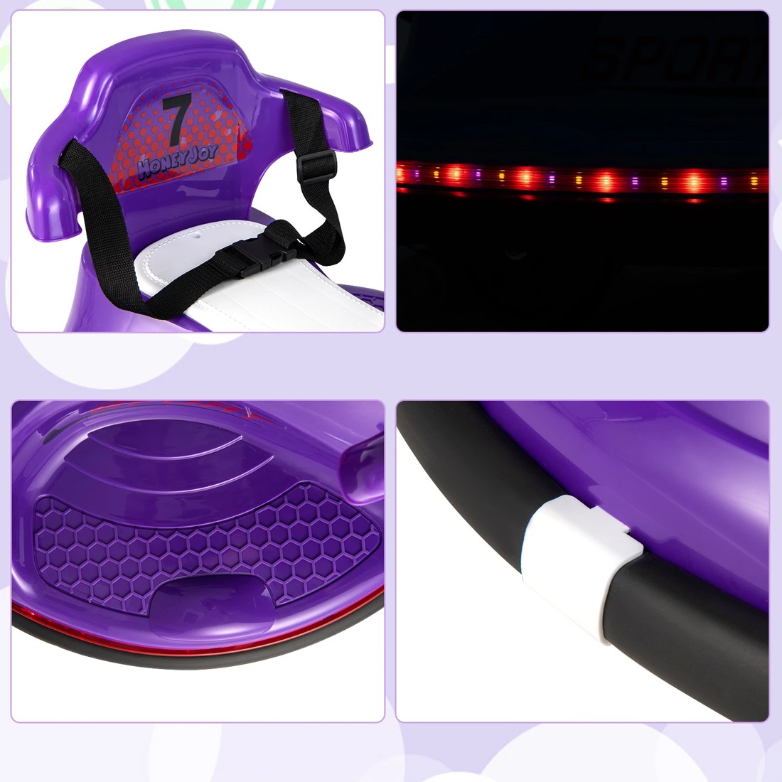 2 Costway 360° Spin Kids Bumper Car Electric Ride On Vehicle - Purple, 2 of 5