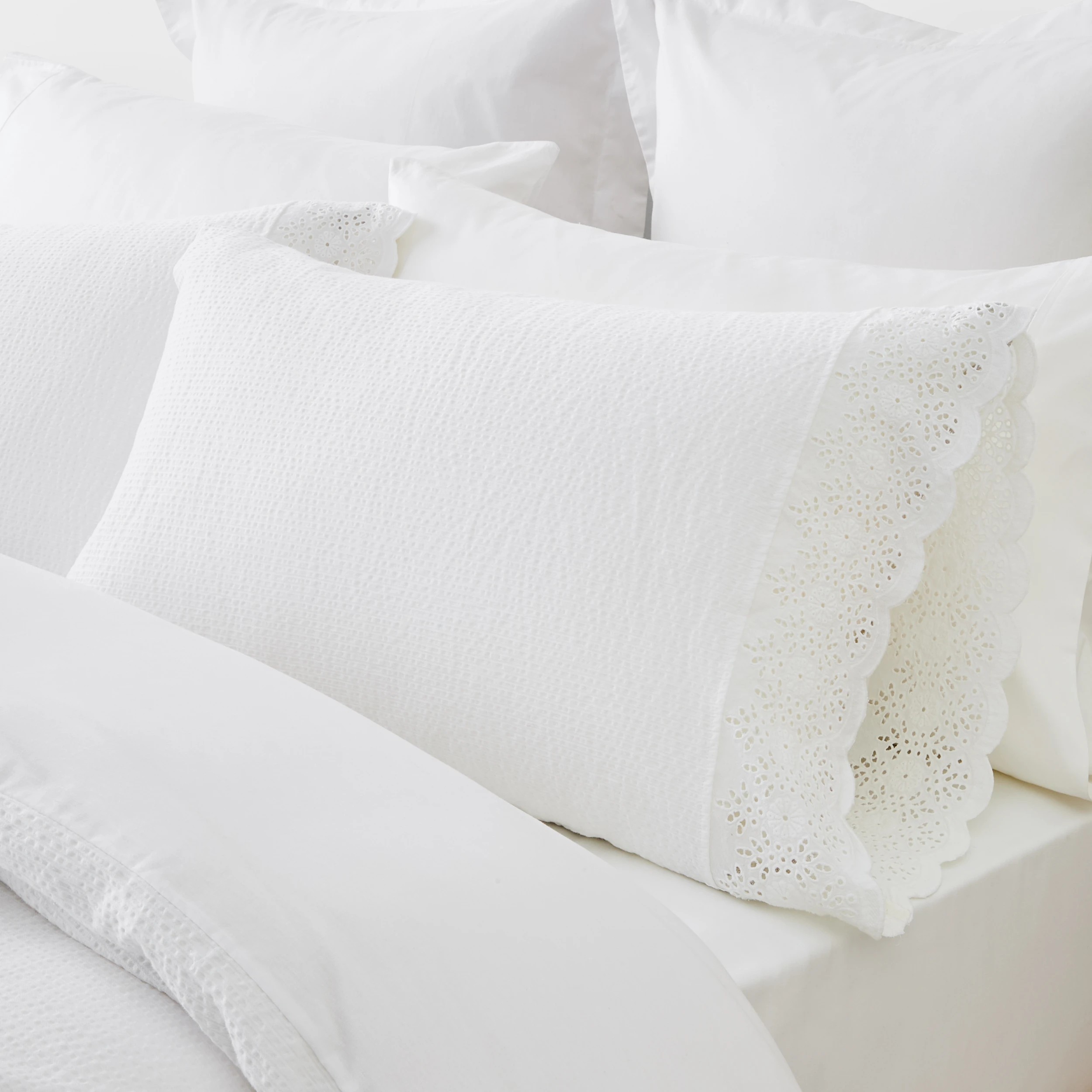 2 Lace Cotton Quilt Cover Set - Double Bed, White, 2 of 6