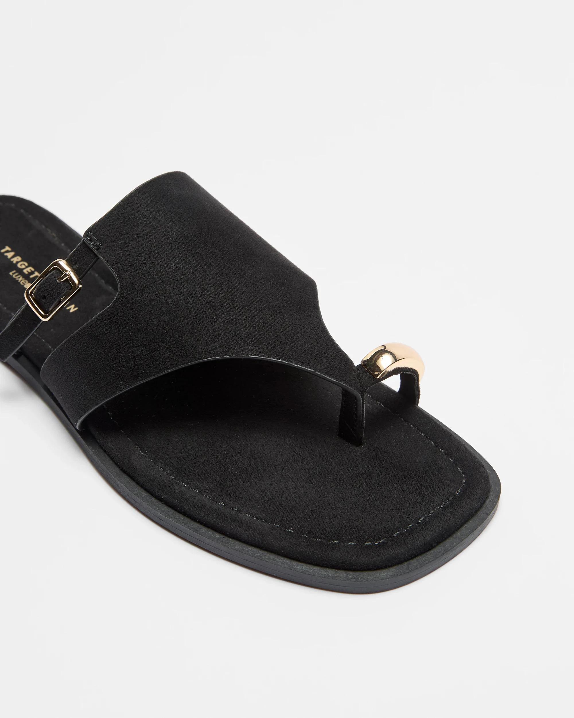 2 Target Womens Metal Trim Thong - Eve BLACK SUEDE-LIKE, 2 of 3