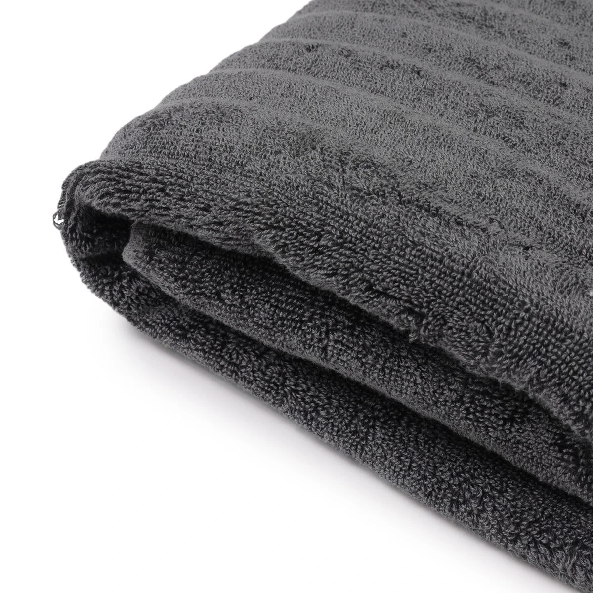 4 Thick Ribbed Australian Cotton Bath Towel - Grey, 4 of 5