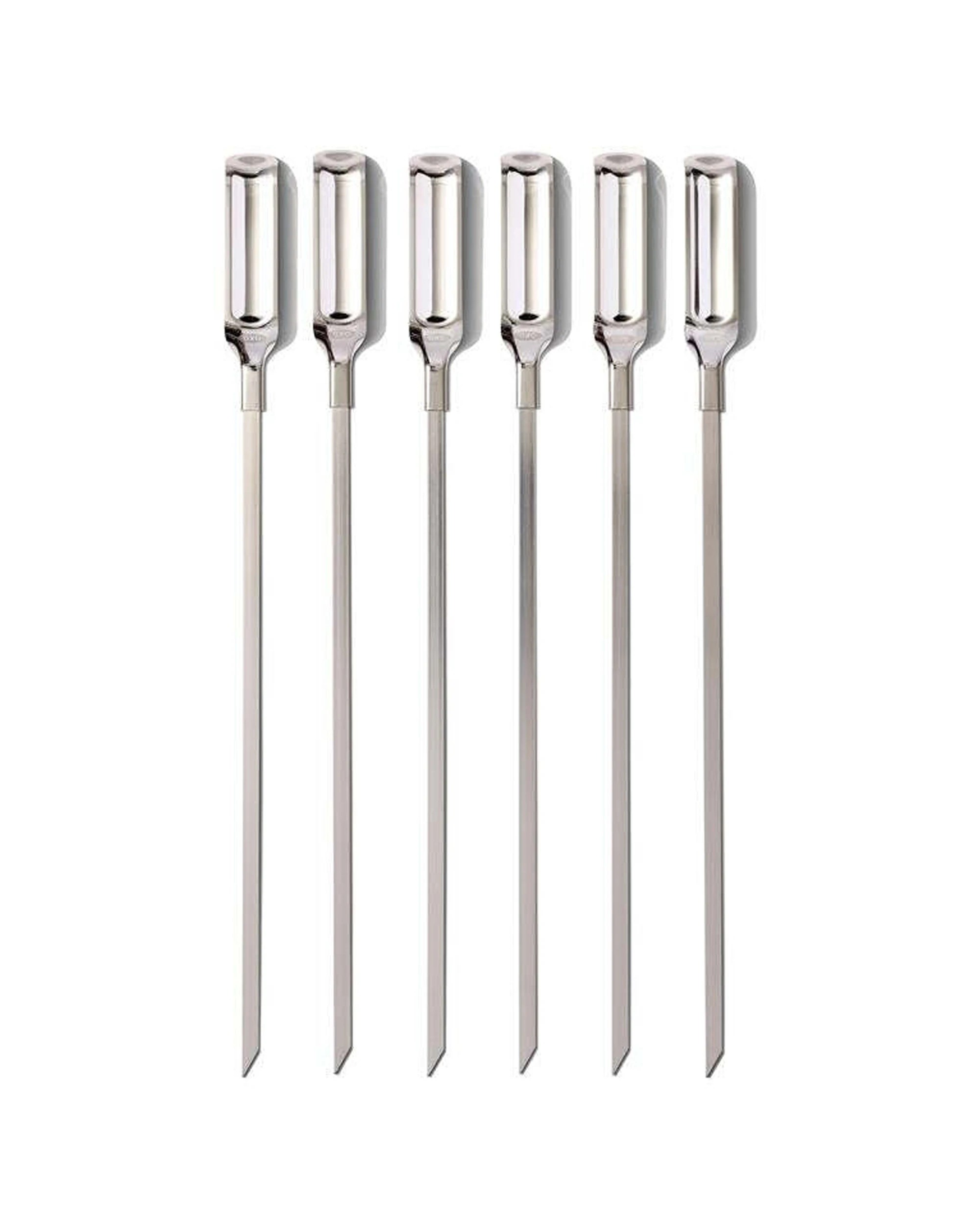 1 Oxo 6pc Stainless Steel Grilling Skewer Set Flat Design Dishwasher Safe - Silver, 1 of 6