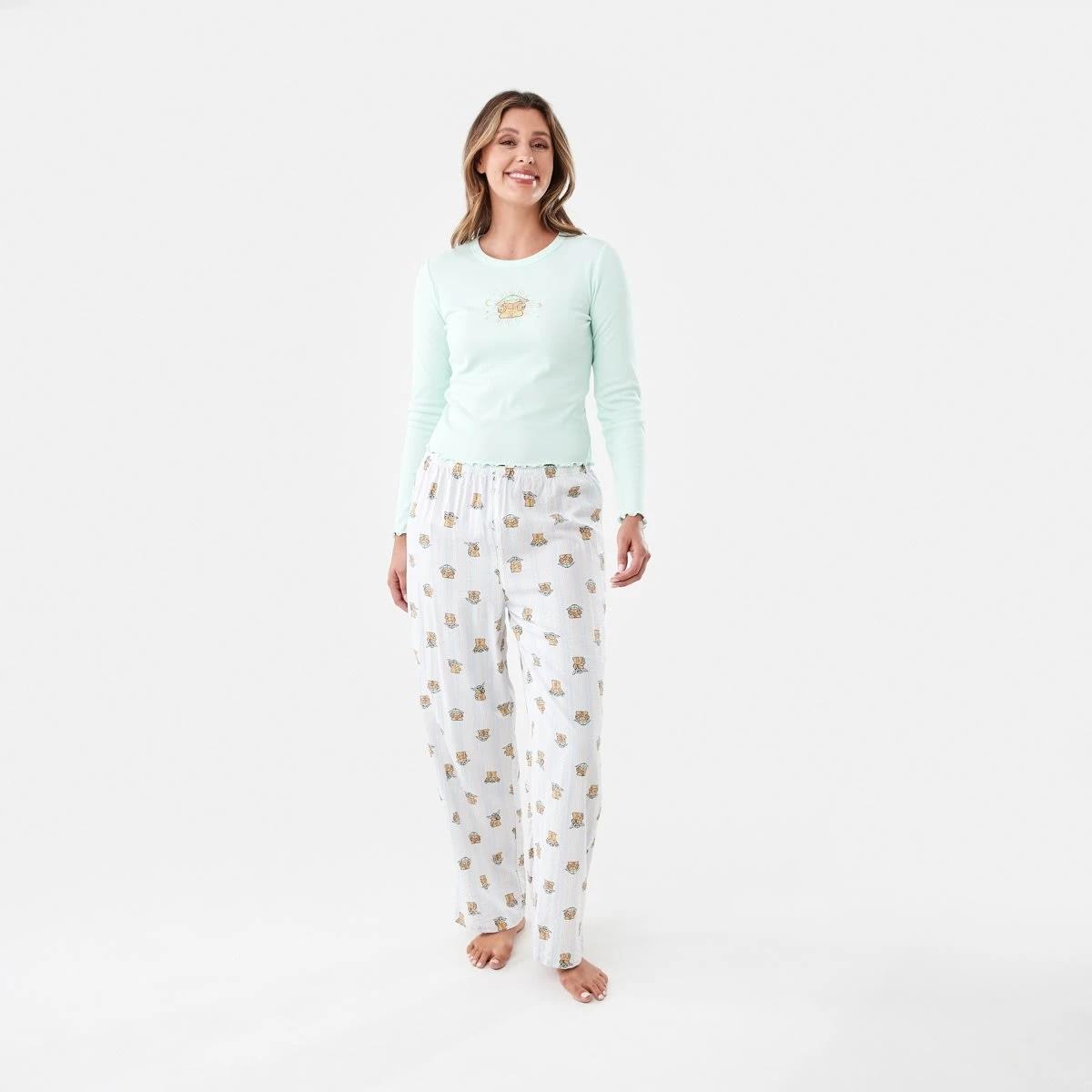 1 Star Wars Grogu License Long Sleeve Knit Top and Woven Pants Pyjama Set Grogu Stri, 1 of 6