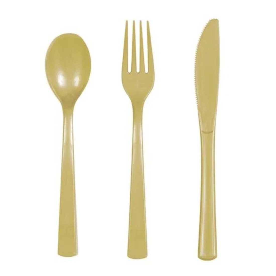 1 Unique Gold Reusable Plastic Cutlery (Pack of 18), 1 of 2