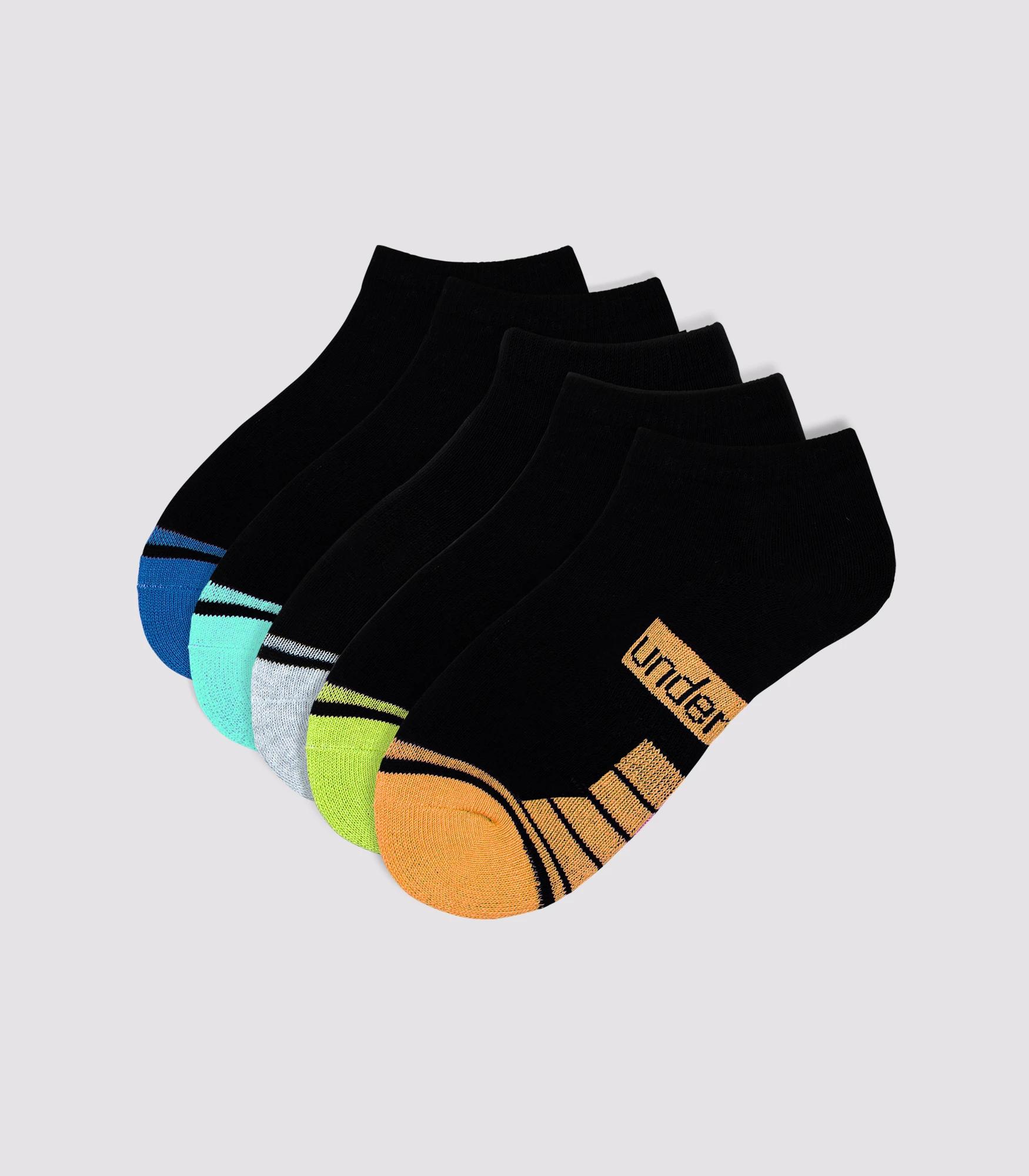 1 Kids Cushioned Sport Low Cut 5 Pack - Underworks BLACK, 1 of 1