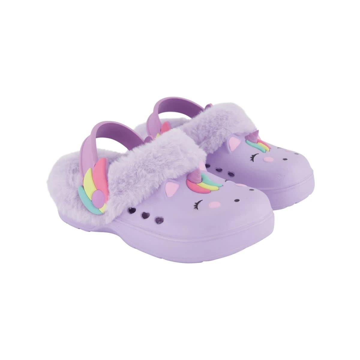 2 Junior Faux Fur Lined Clogs Uni Lilac, 2 of 4
