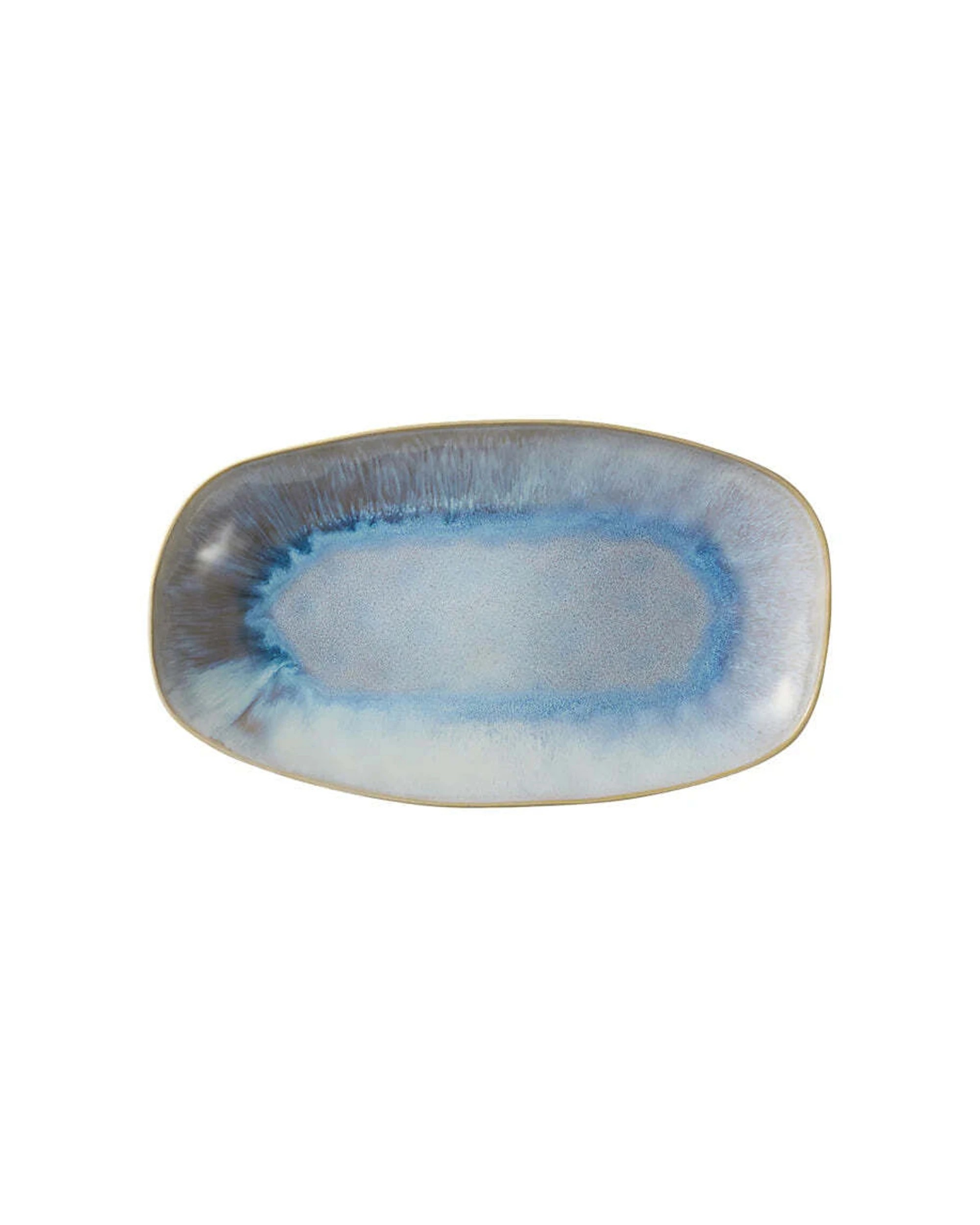 1 Maxwell & Williams Durable Stoneware Reactive Glaze Lunara Oblong Platter 36x20cm - Blue, 1 of 1