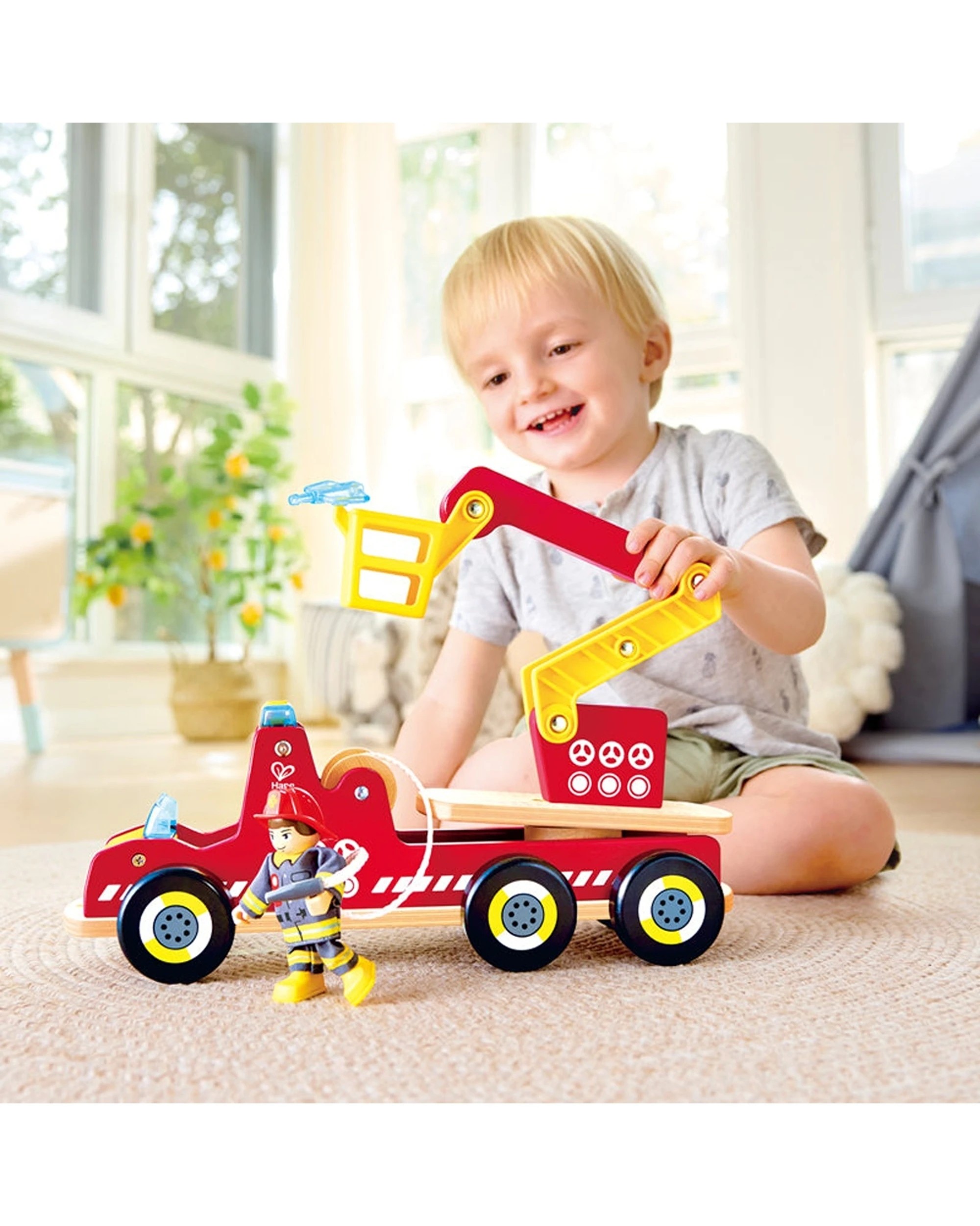 3 Hape Siren & Lights Toy Fire Truck With Ladder Hose For Kids And Toddlers - Multi, 3 of 3