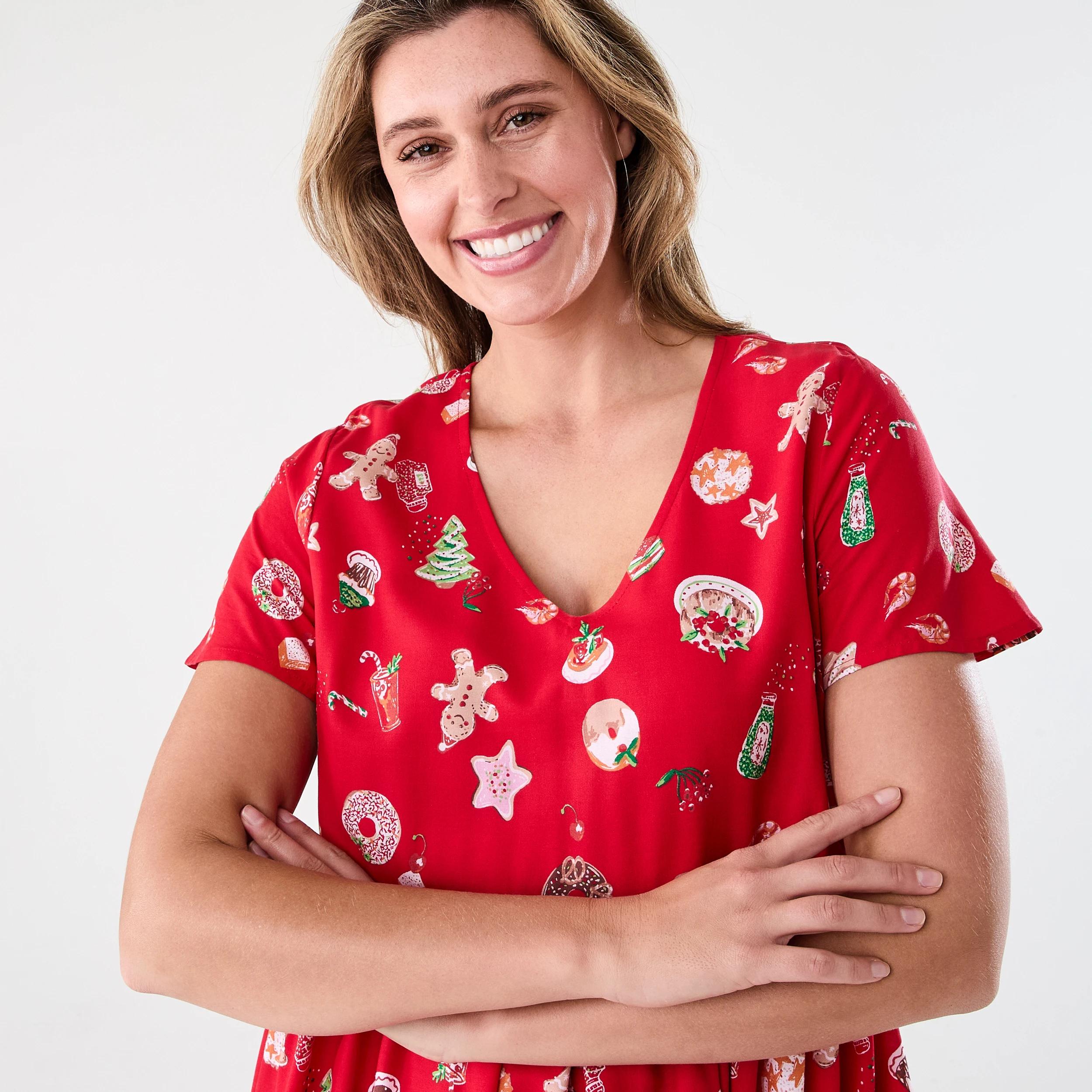 4 Short Sleeve Christmas Mini Dress Red Xmas, 4 of 8