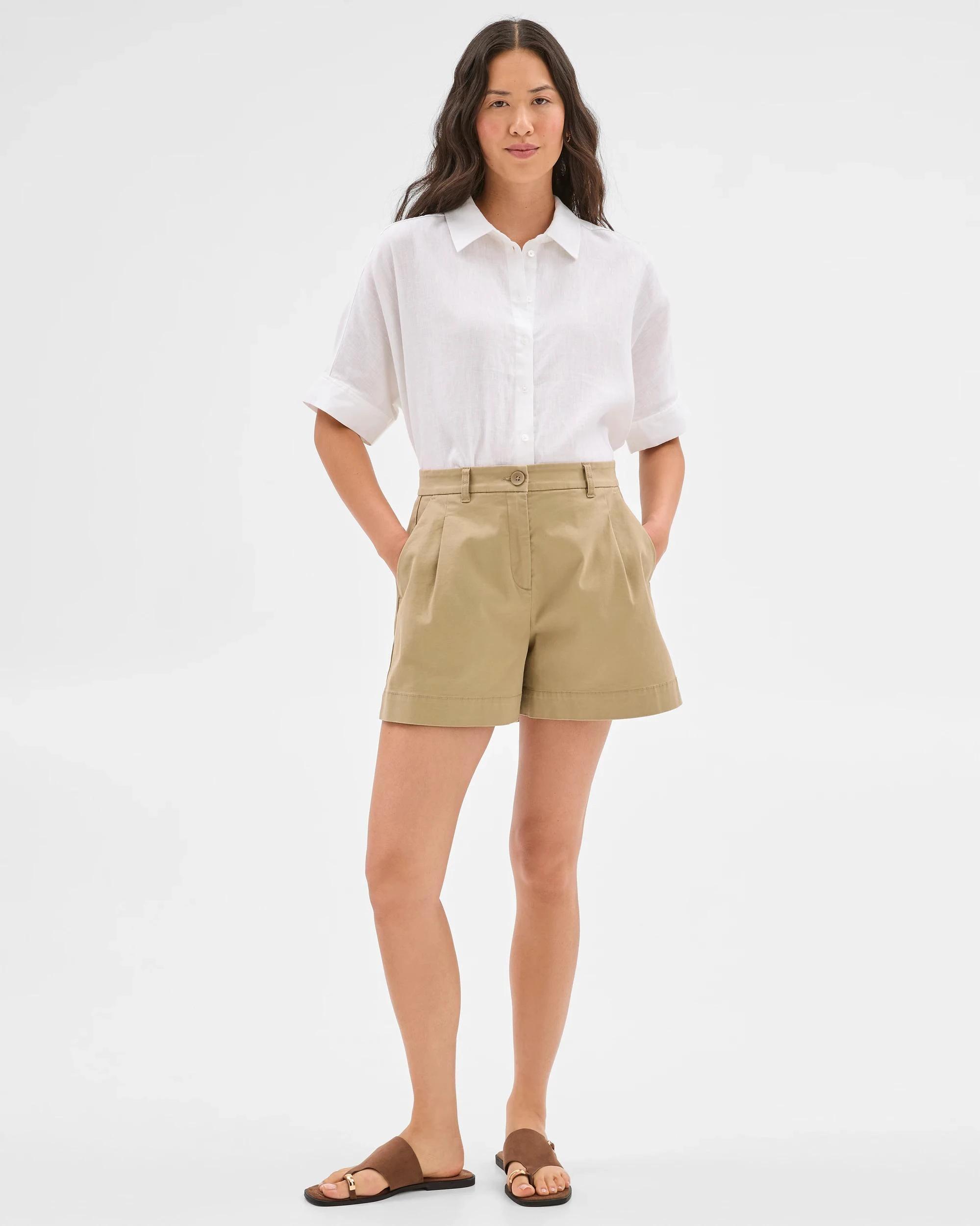 2 Target Australian Cotton Pleat Front Shorts QUINOA, 2 of 6