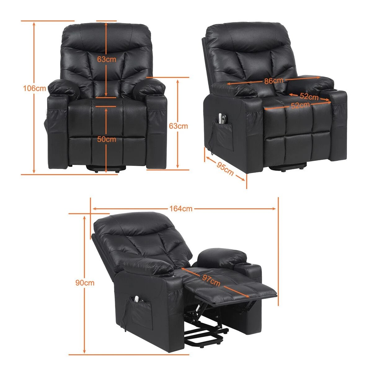 2 LUXDREAM Electric Recliner Chair Lift Massage 8 Point Heated, 2 of 5