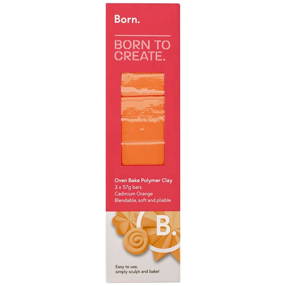 1 Born Oven Bake Polymer Clay Cadmium Orange 3 Pack, 1 of 4