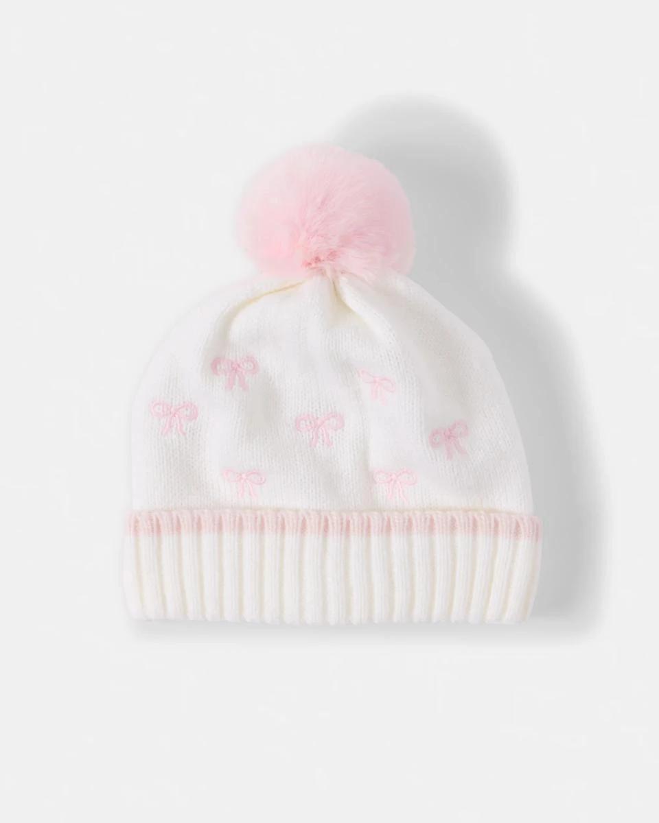 1 Embroidered Beanie Pnk Bow, 1 of 3