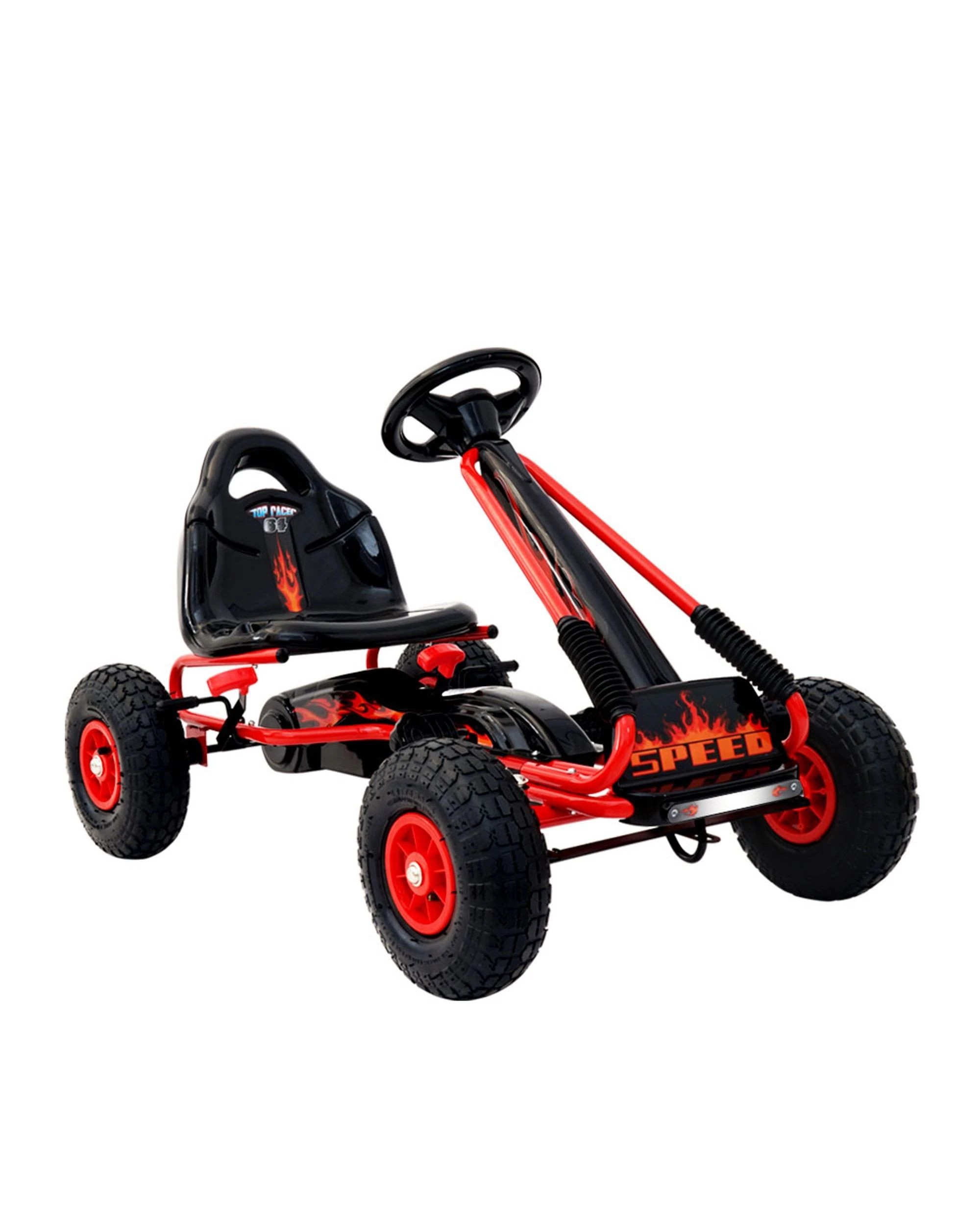 1 Rigo Kids Pedal Go Kart Ride On Toys Racing Car Rubber Tyre - Red, 1 of 6