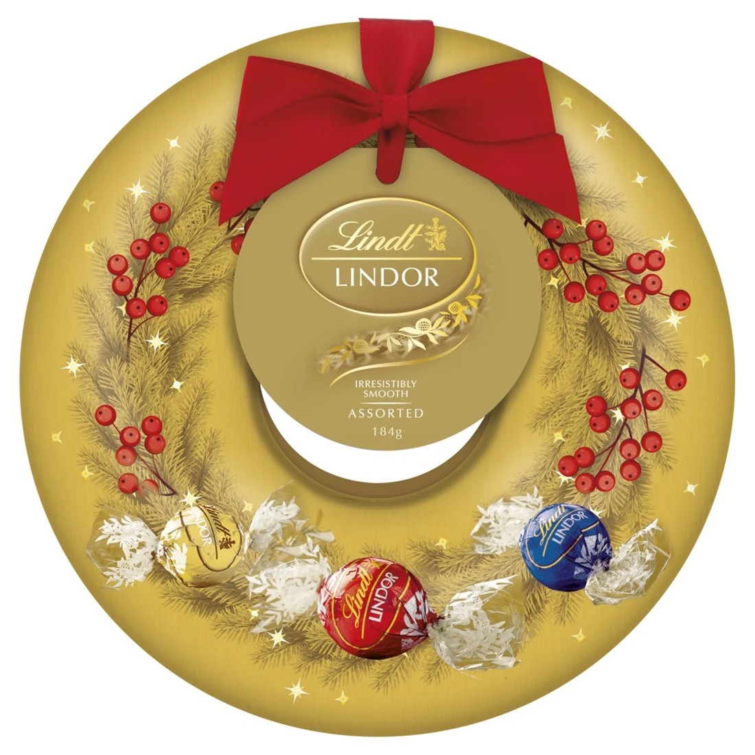 1 Lindt LINDOR Wreath Tin 184g, 1 of 4