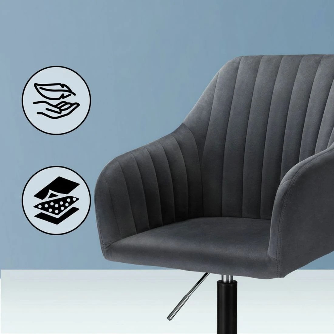 5 Artiss Office Chair Velvet Seat - Grey, 5 of 5