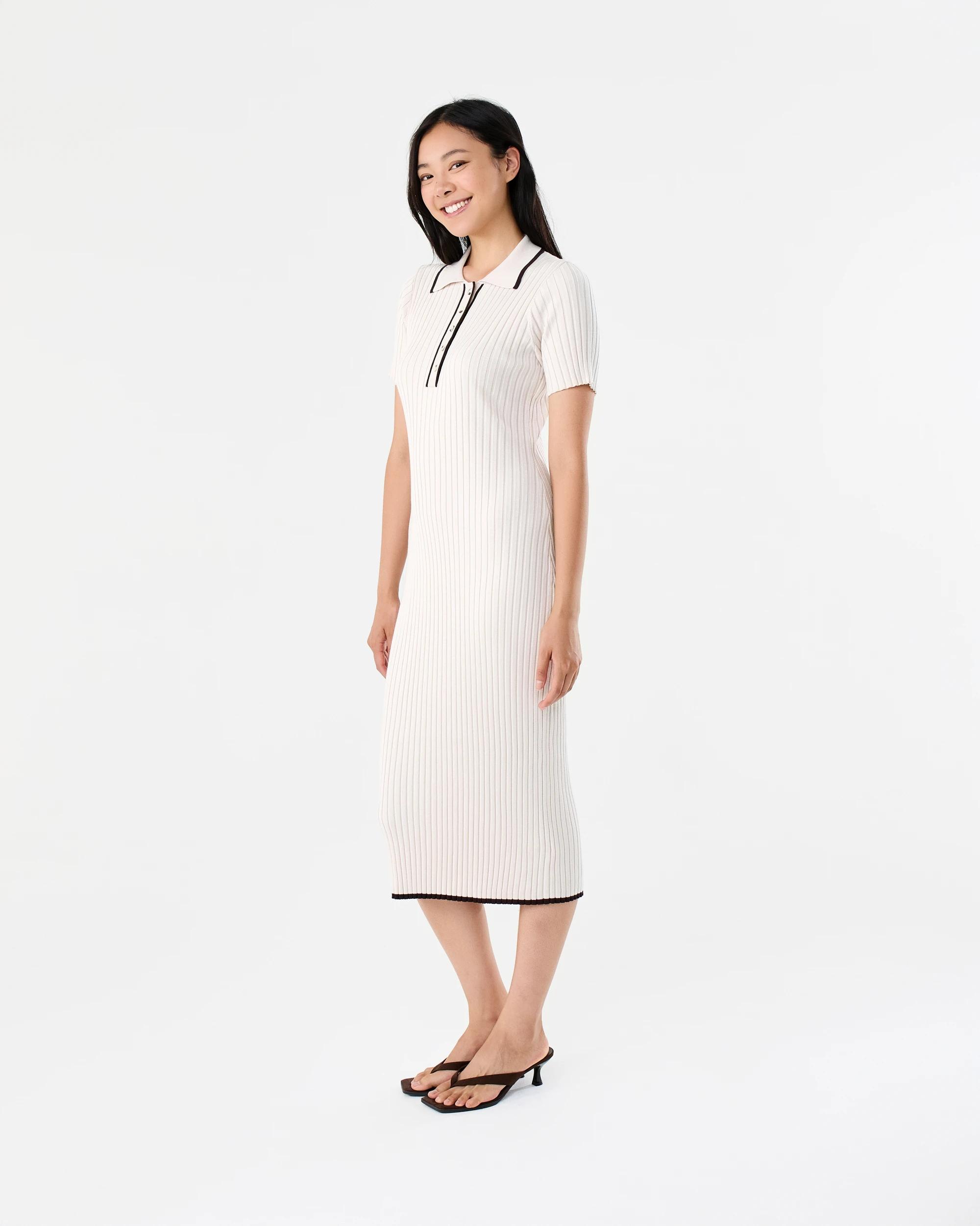 2 Short Sleeve True Knit Polo Midi Dress Nat Beige, 2 of 6